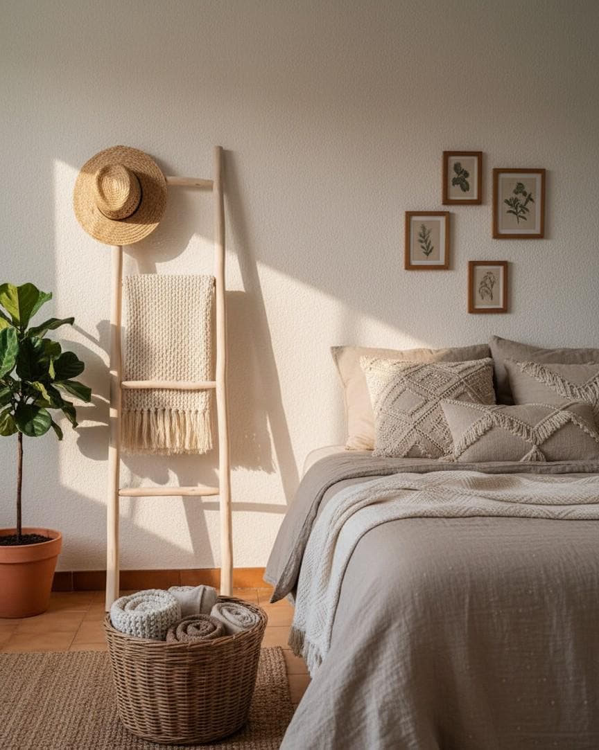 Échelle décorative en bois naturel