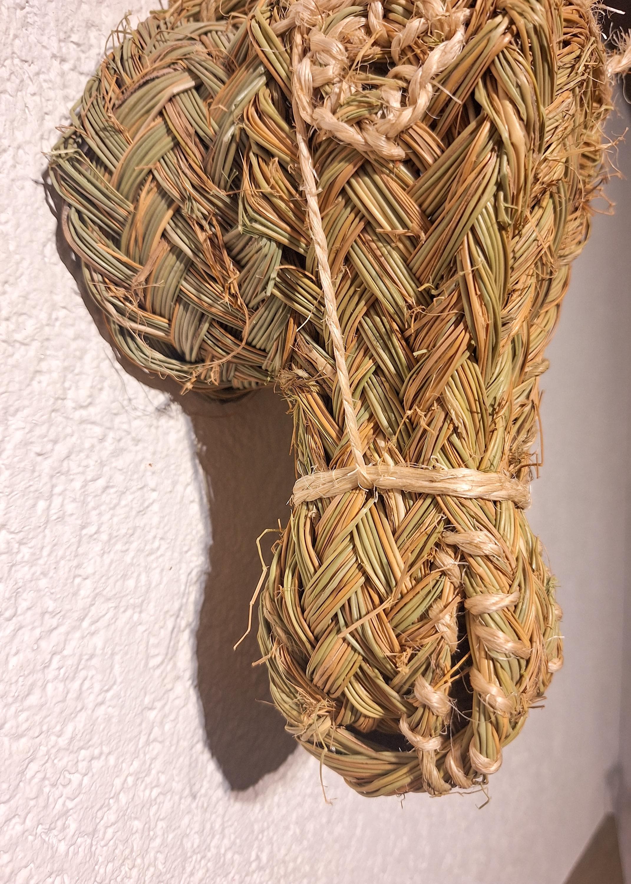 Trophée Mural Tête d'Âne en Paille Tressée