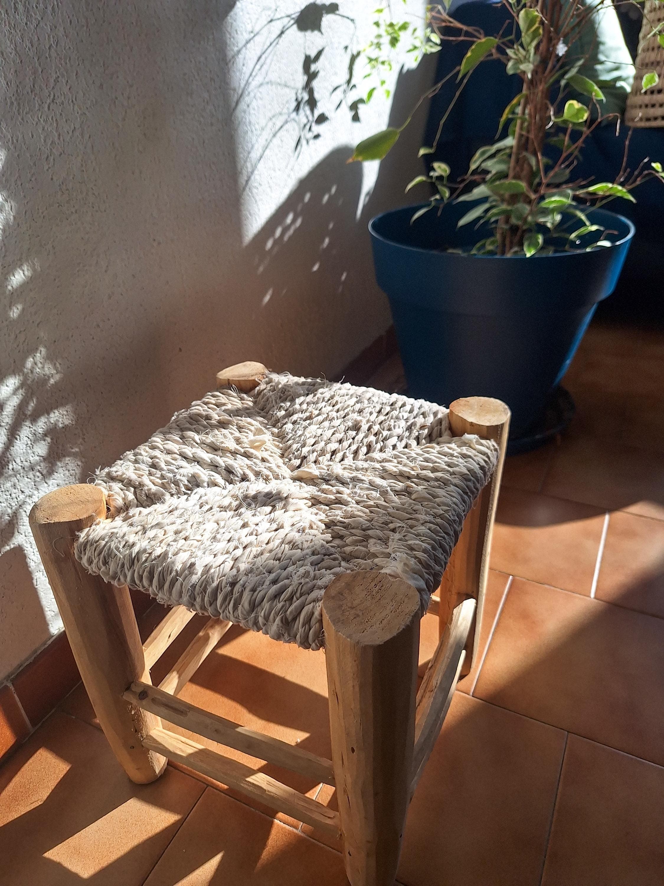 Moroccan Boucherouite Cord Stool