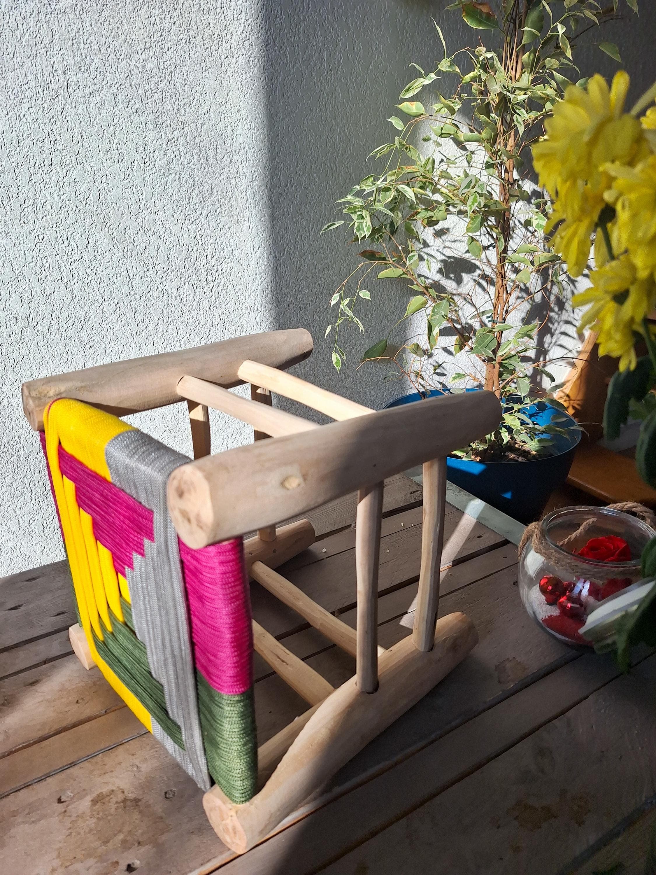 Tabouret Bohème Multicouleurs en Bois de Citronnier