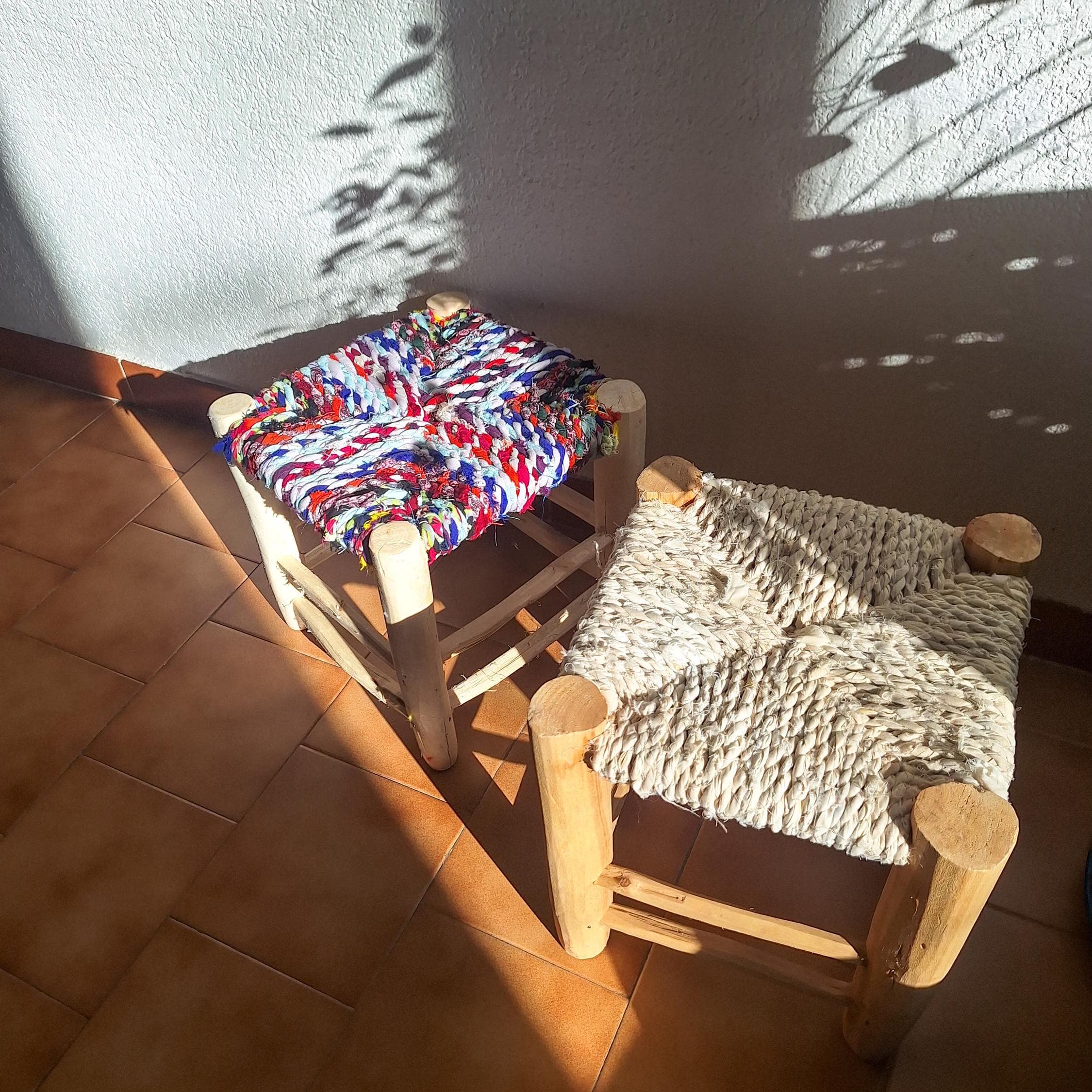 Moroccan Boucherouite Cord Stool