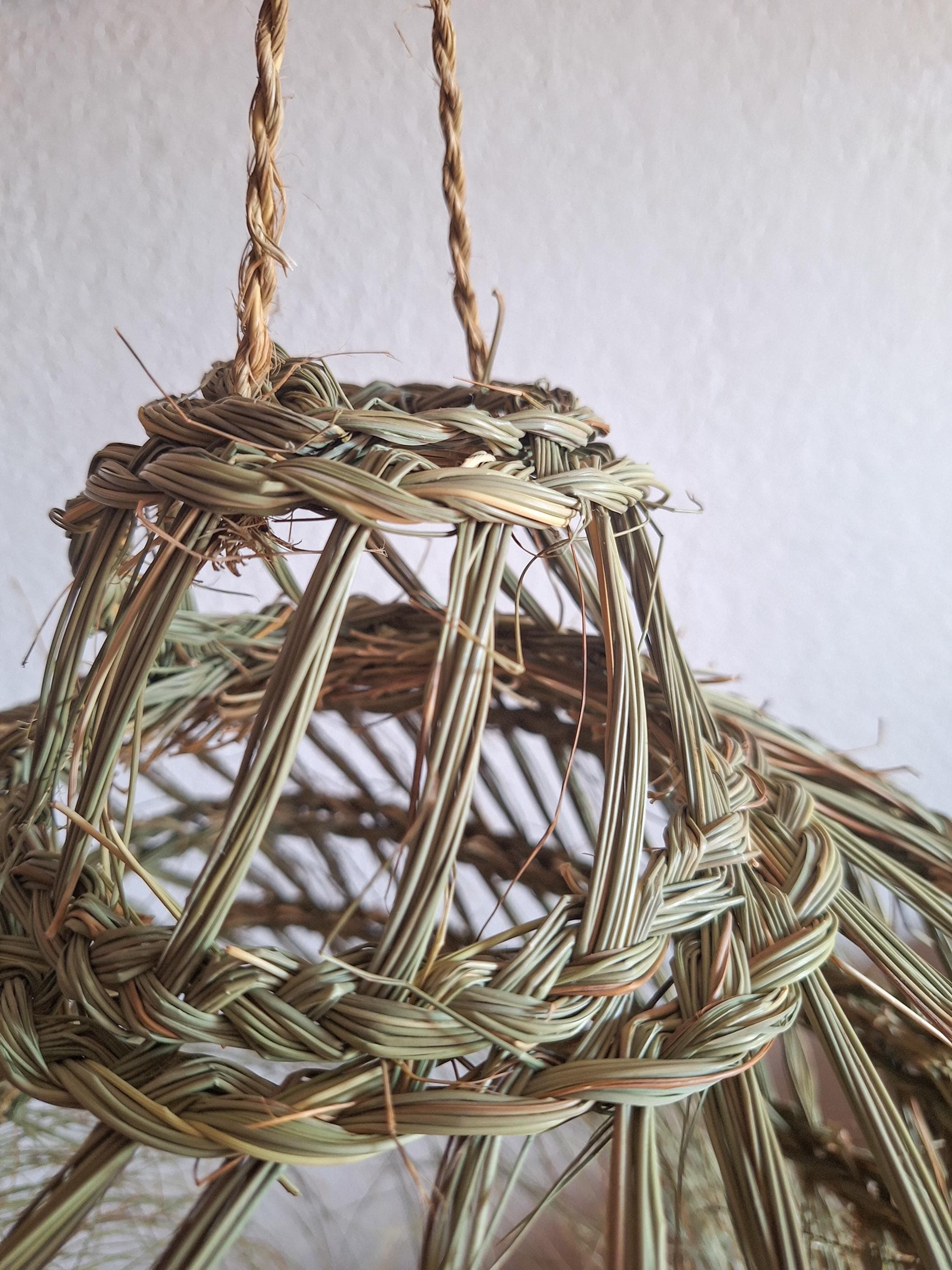 Handmade palm leaf pendant light