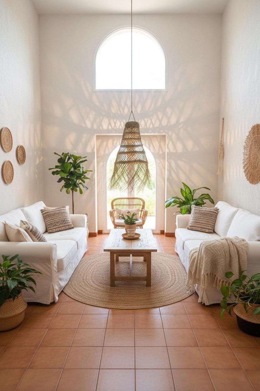 Openwork conical palm leaf pendant light – Natural woven straw lampshade