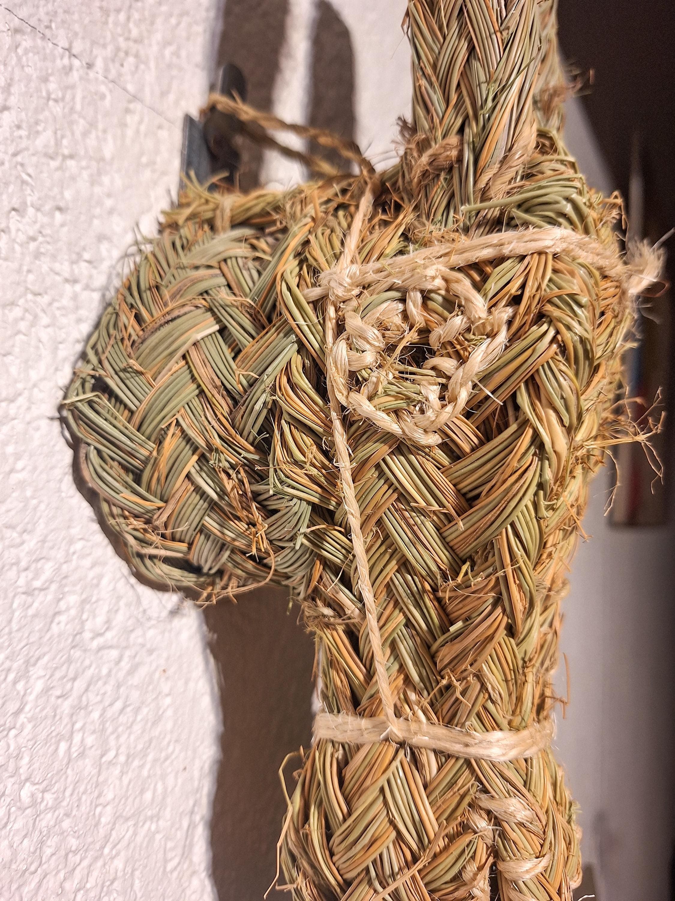 Trophée Mural Tête d'Âne en Paille Tressée
