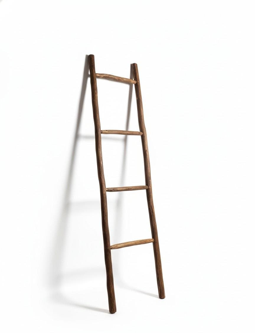 Échelle Décorative en Bois Brut - Porte-Serviettes Bohème