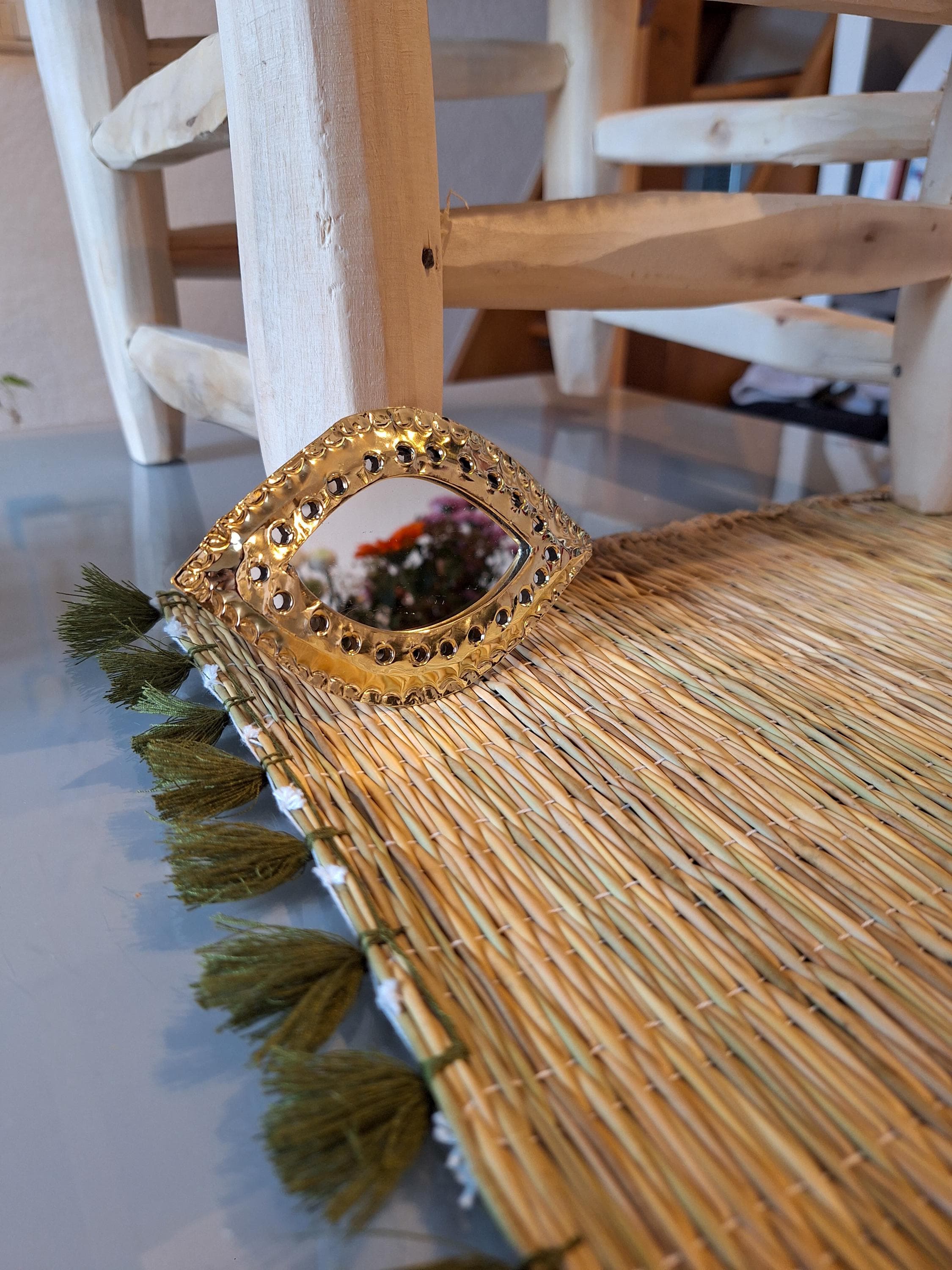 Lot de petits miroirs artisanaux marocains dorés