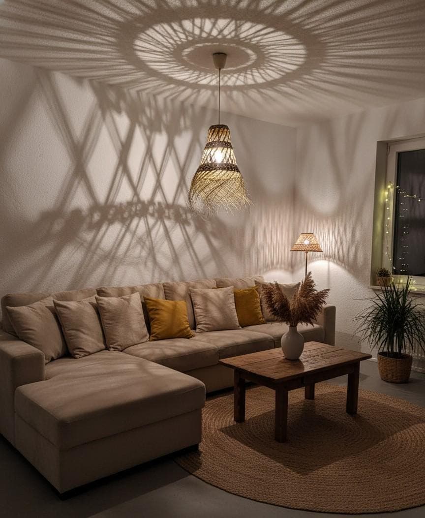 Suspension conique ajourée en paille