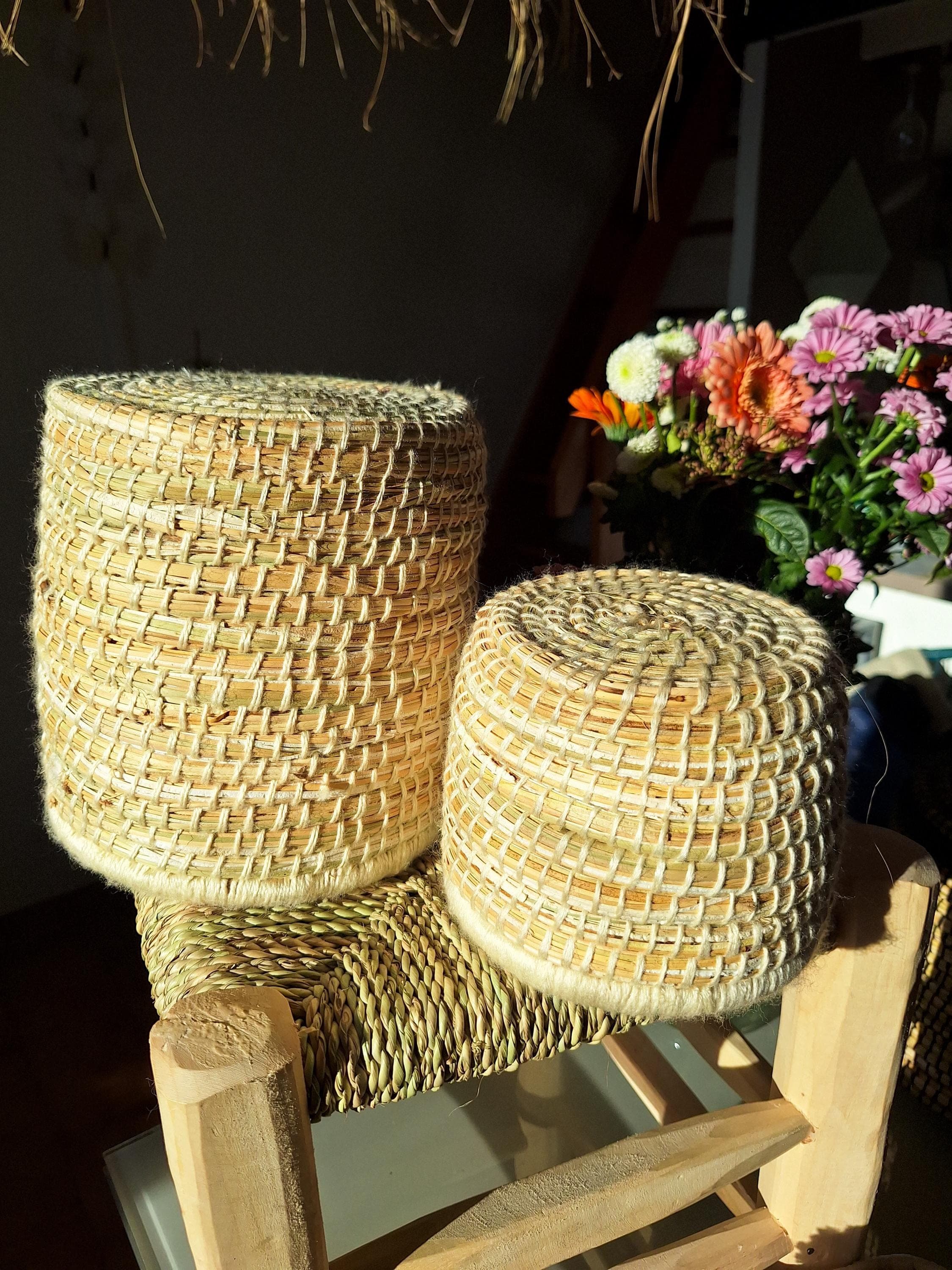 Panier artisanal berbère marocain avec couvercle