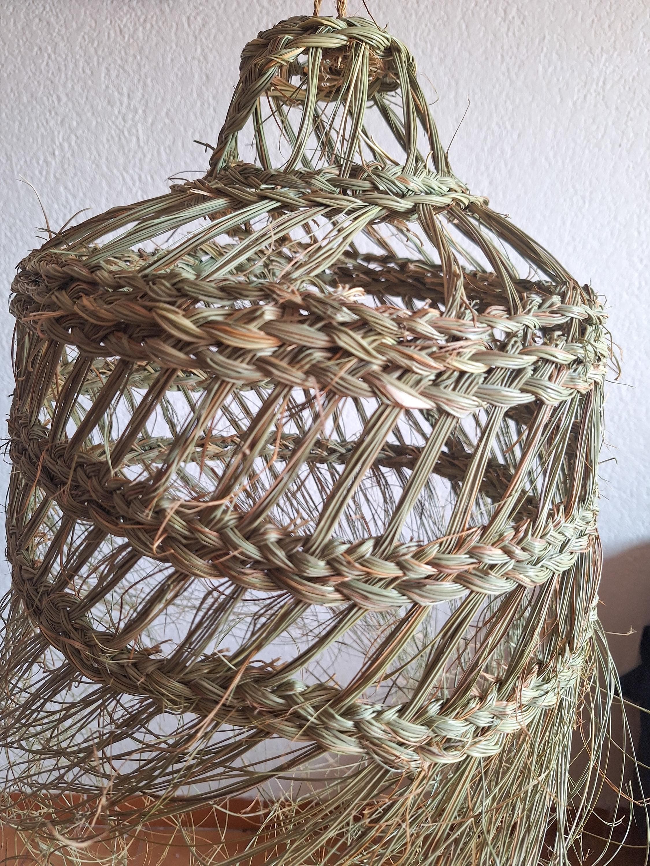 Handmade palm leaf pendant light