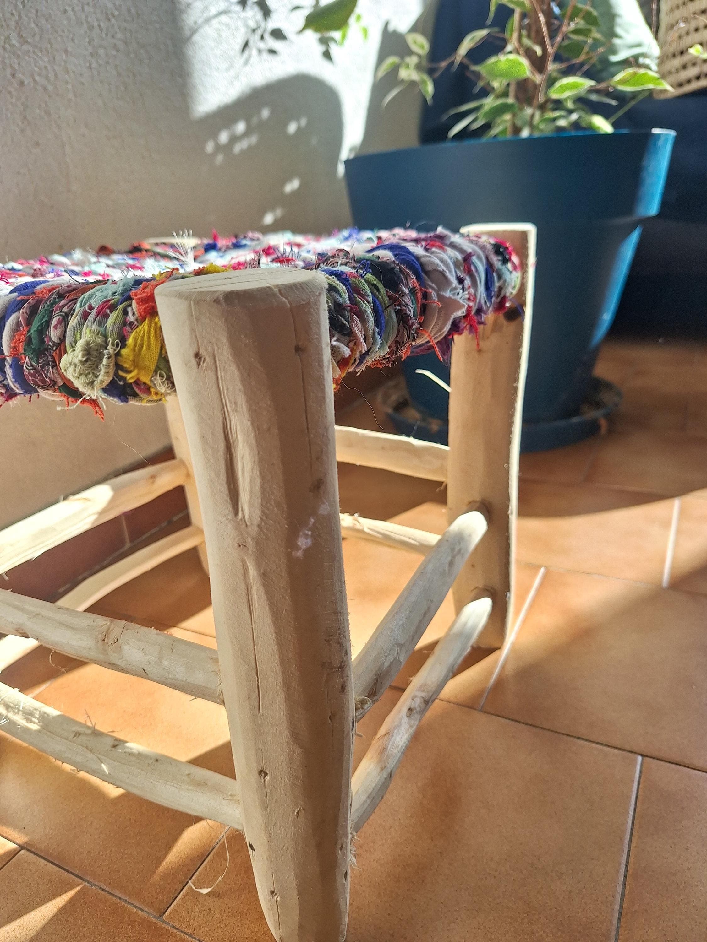 Moroccan Boucherouite Cord Stool