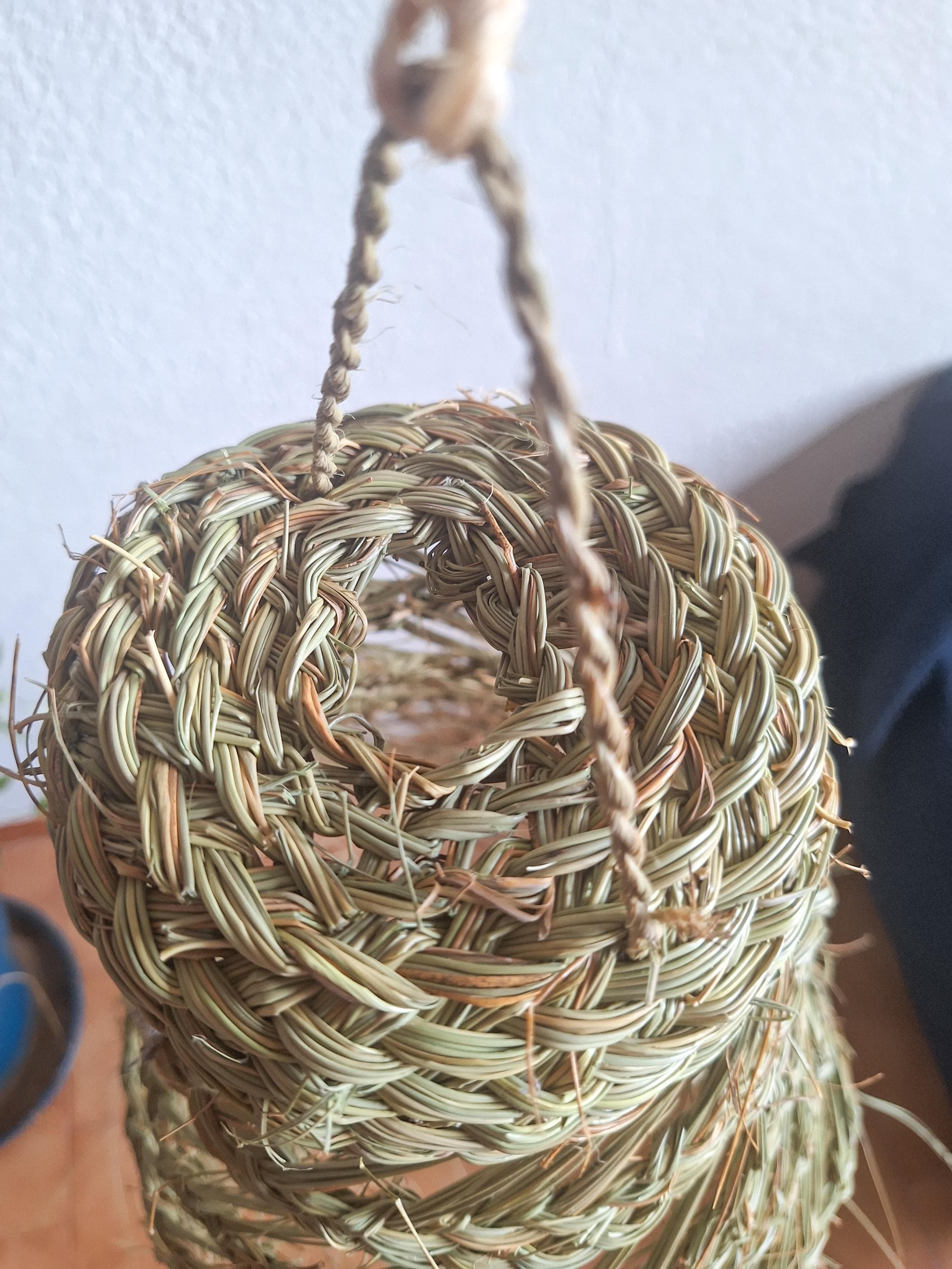 Openwork conical palm leaf pendant light