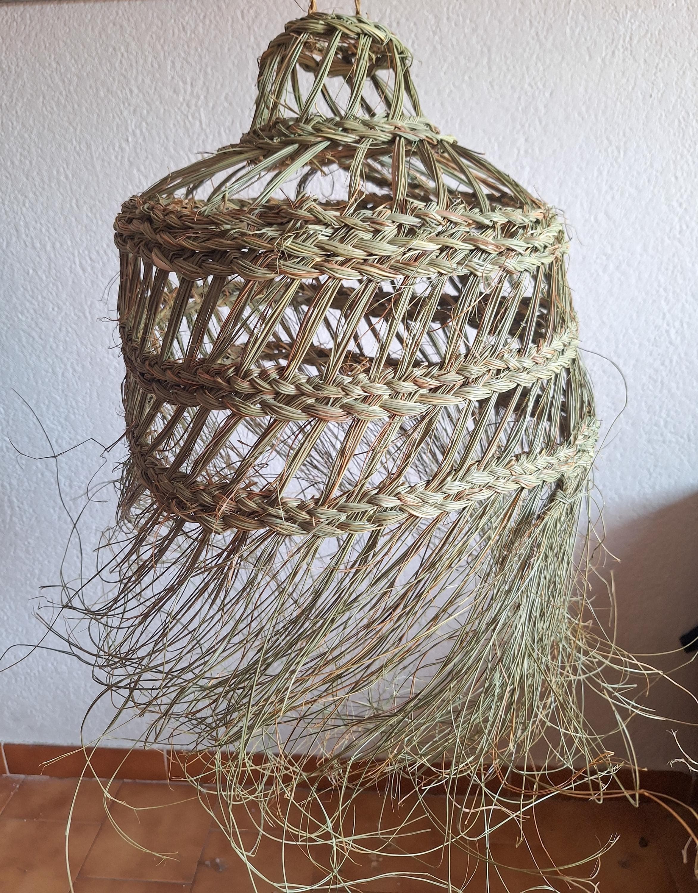 Handmade palm leaf pendant light