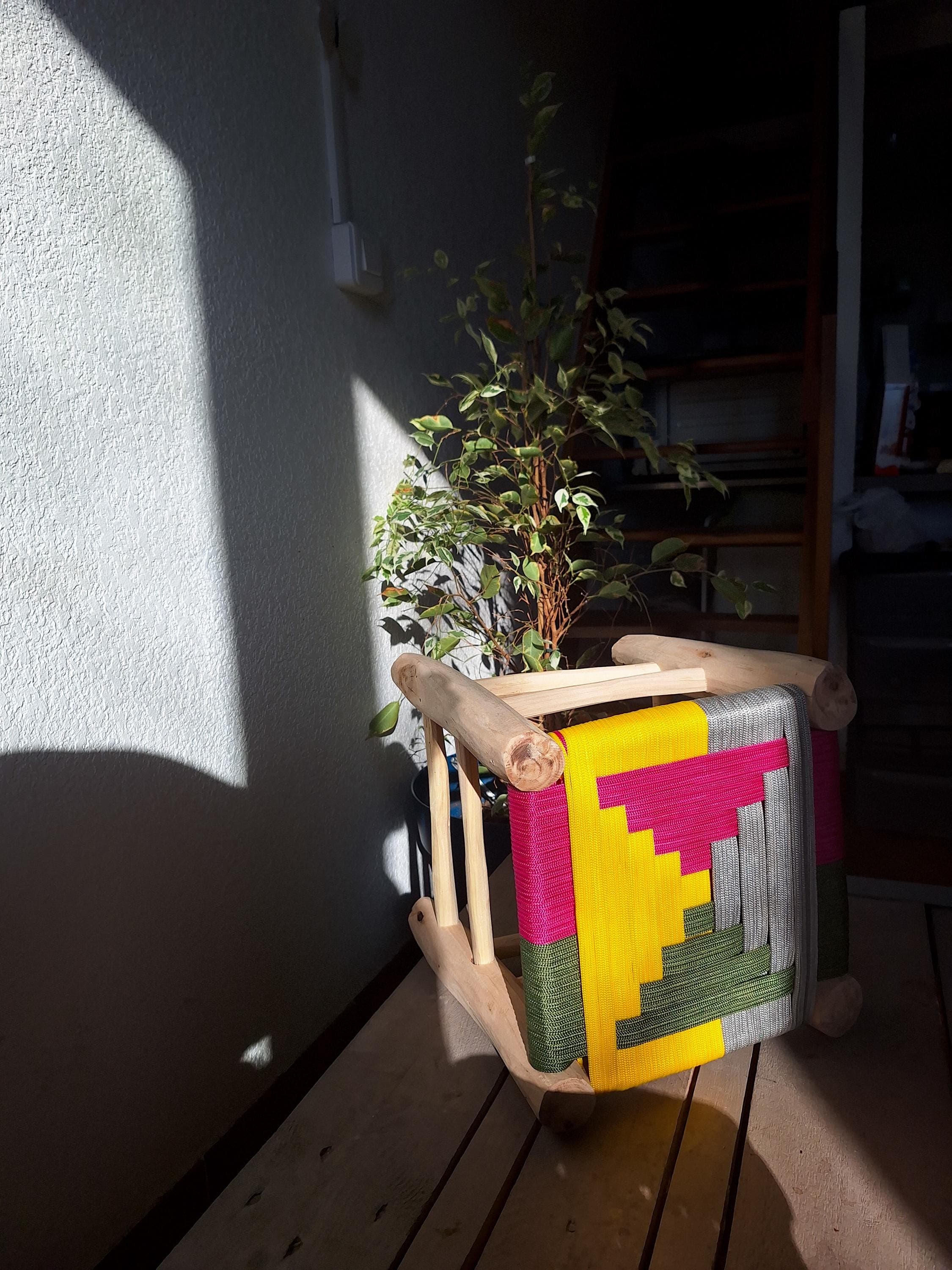 Tabouret Bohème Multicouleurs en Bois de Citronnier