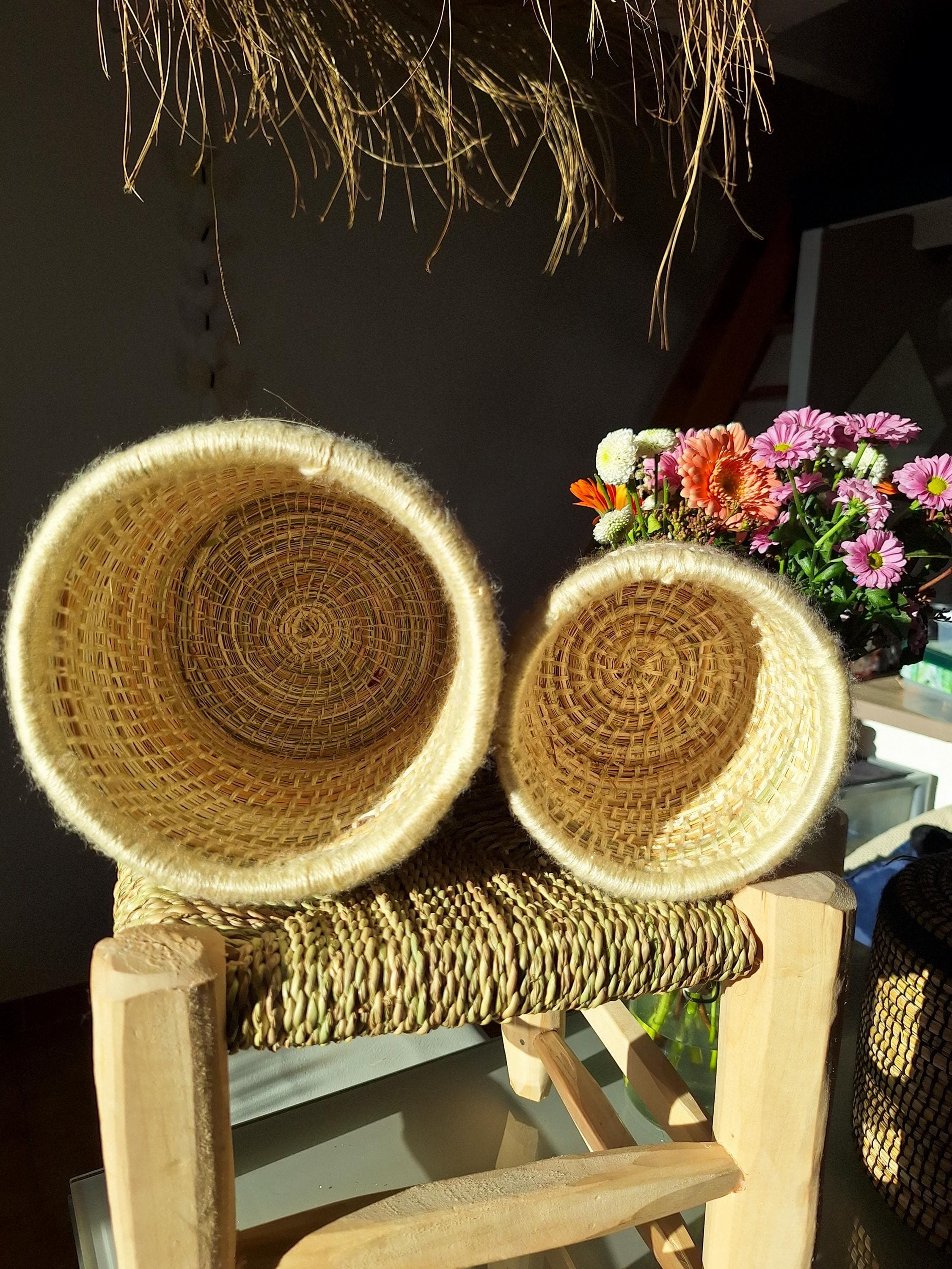 Panier artisanal berbère marocain avec couvercle