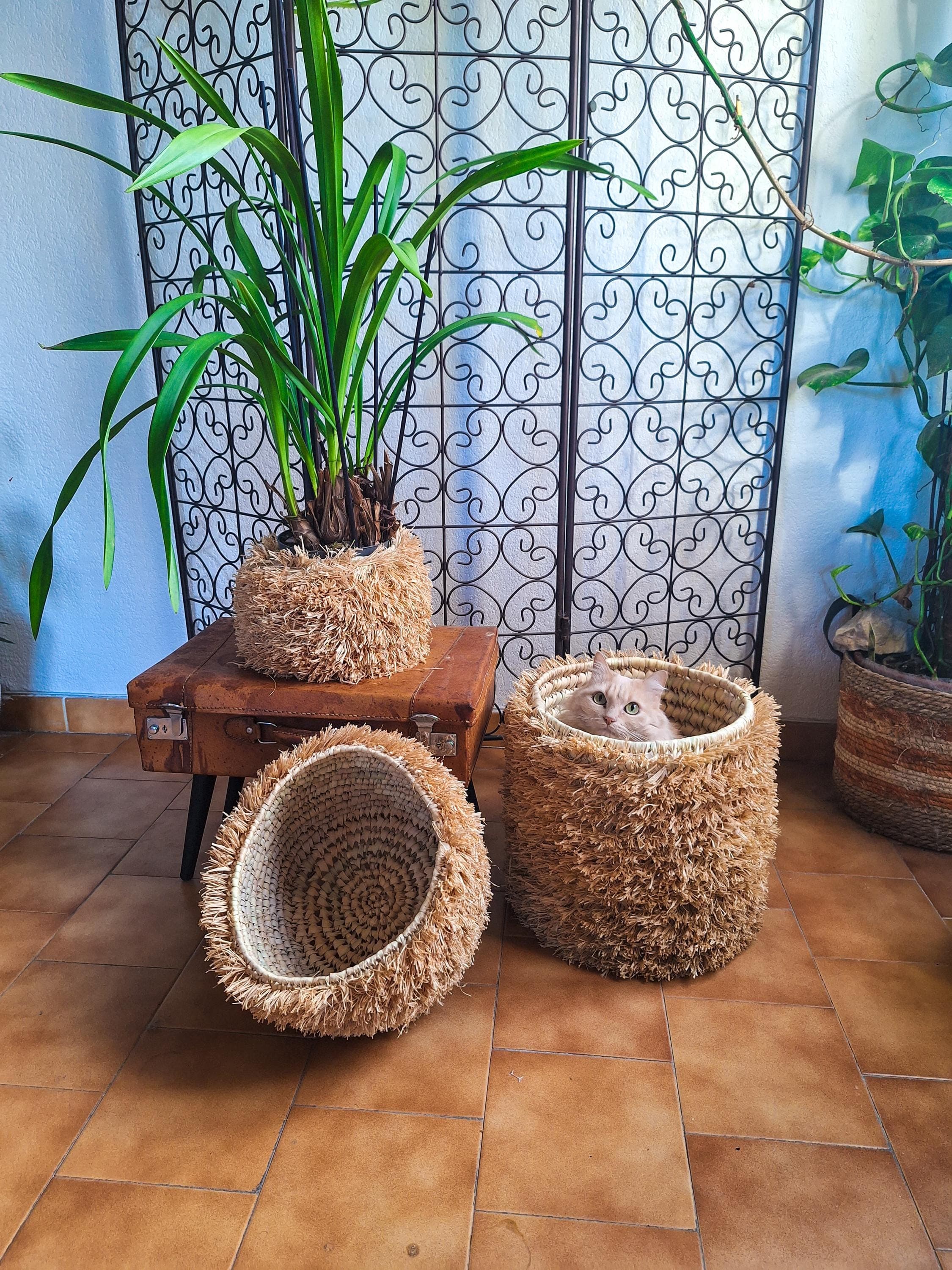 Set of 3 natural wicker baskets – Decorative handcrafted storage – Handmade baskets