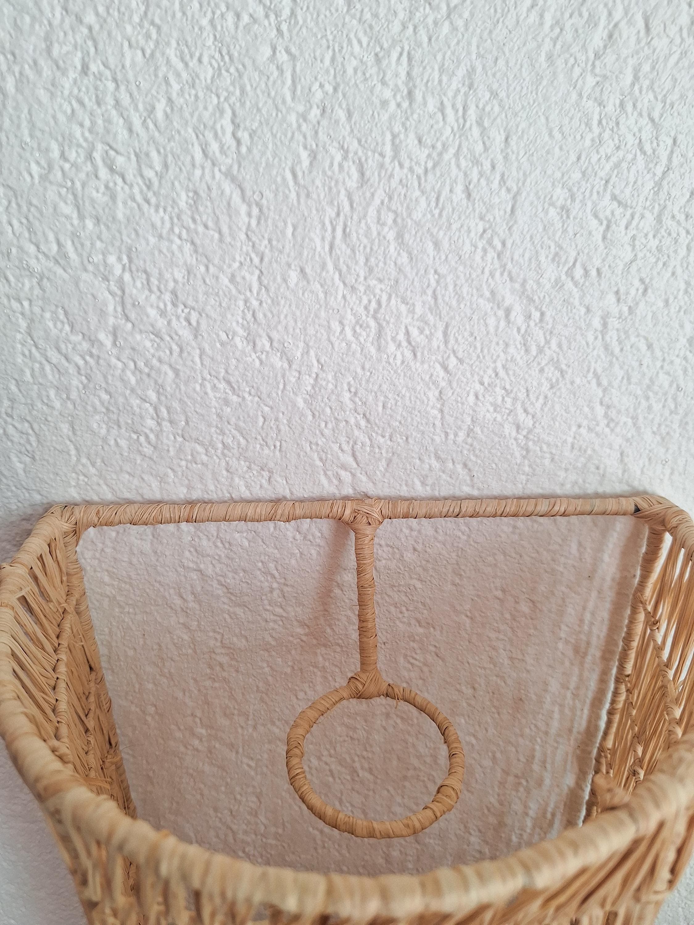 Handmade Raffia Wall Sconce - Natural Boho Chic Wall Decor - Moroccan Handcrafted Hanging Lampshade