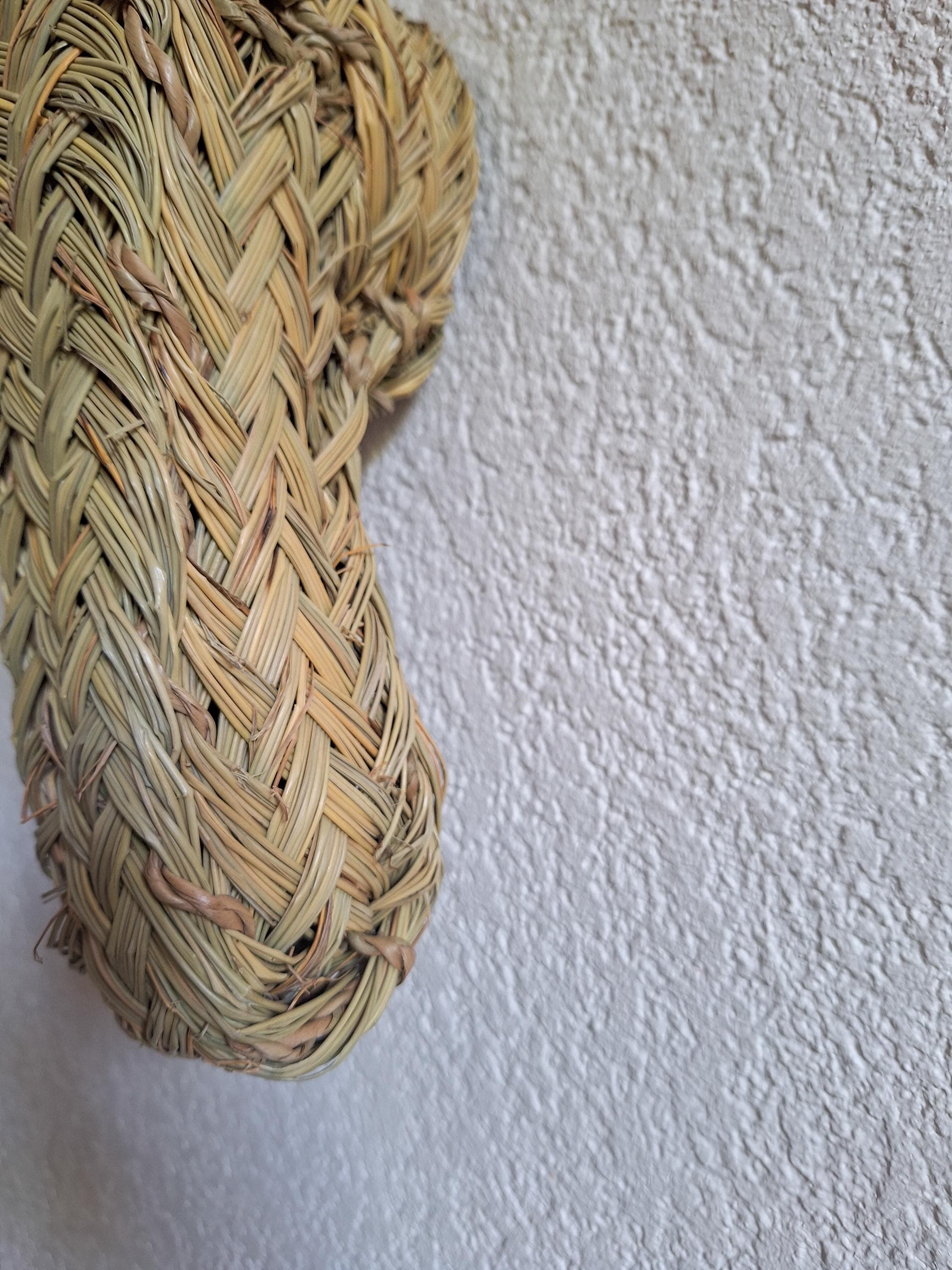 Trophée mural tête de renne en paille tressée – Déco bohème et artisanale