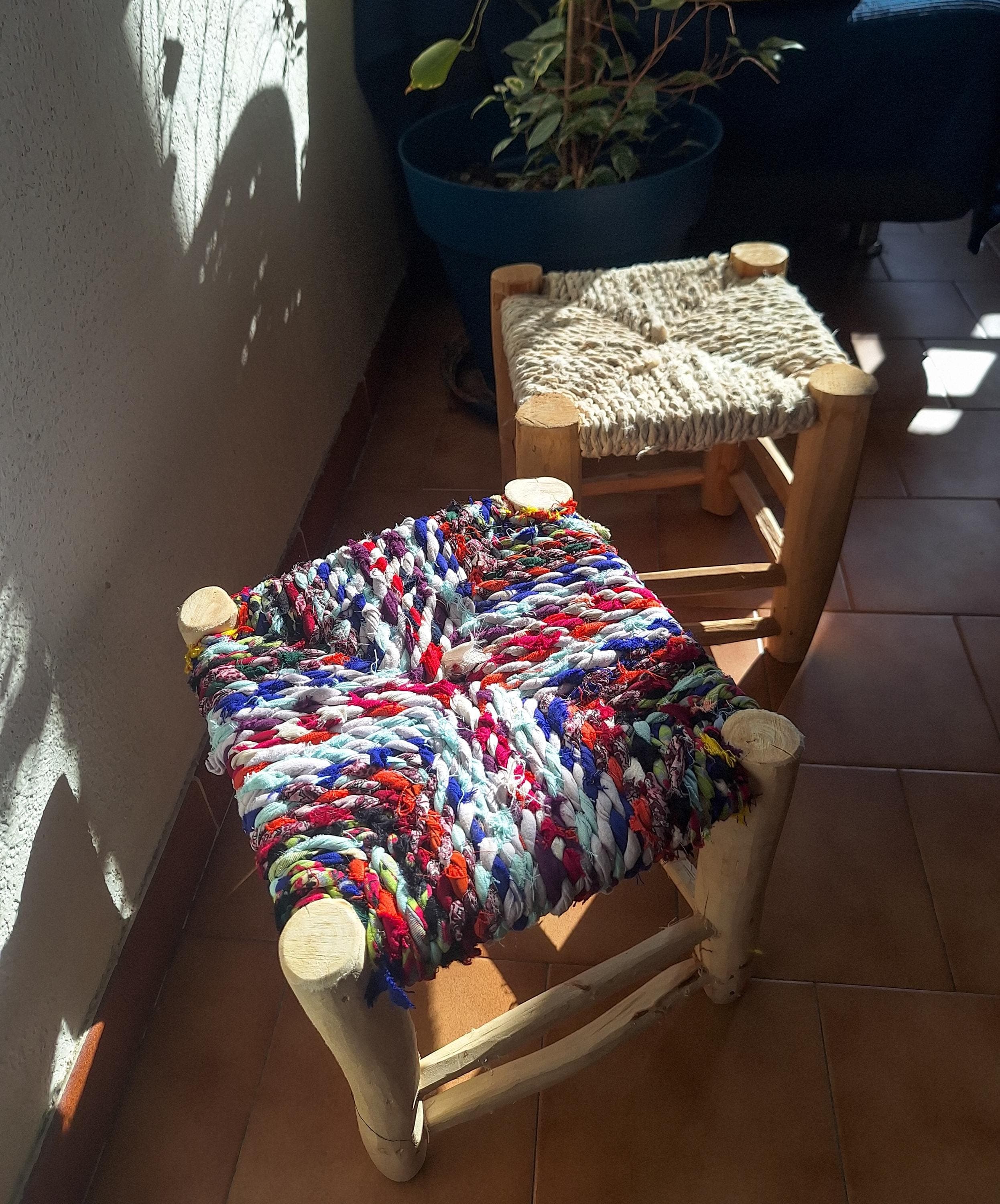 Moroccan Boucherouite Cord Stool