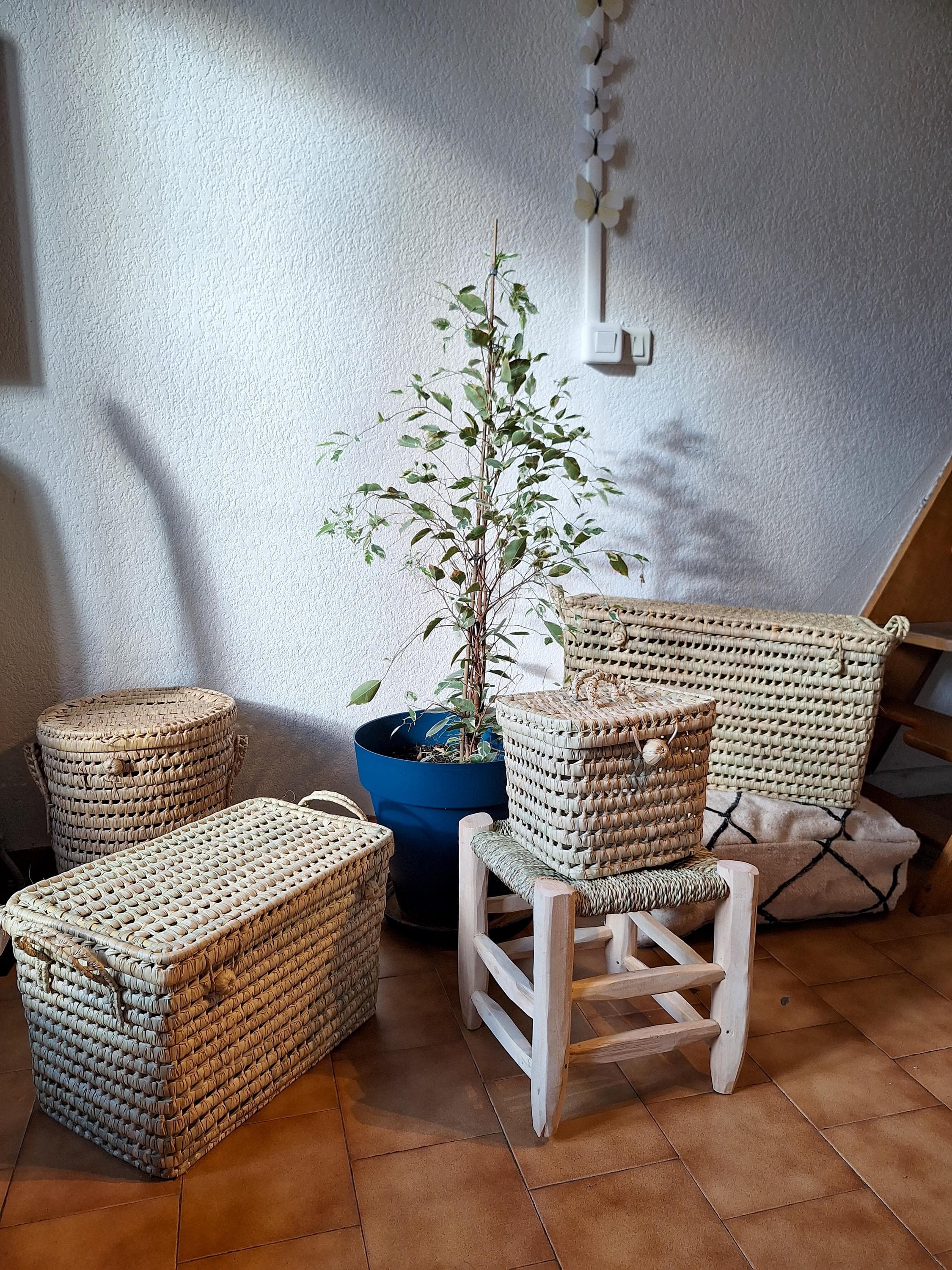 Panier et coffre à jouets en osier