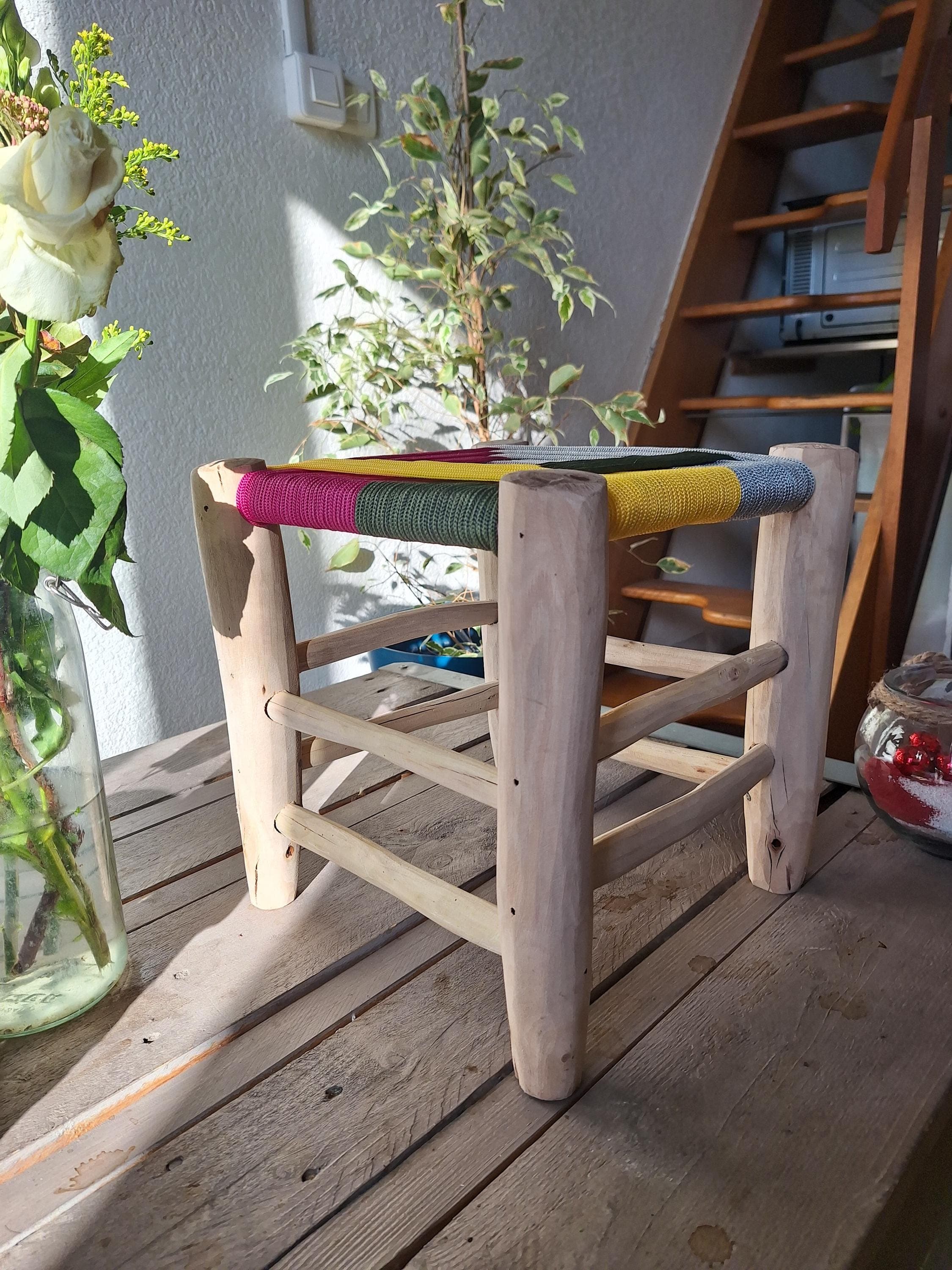Tabouret Bohème Multicouleurs en Bois de Citronnier