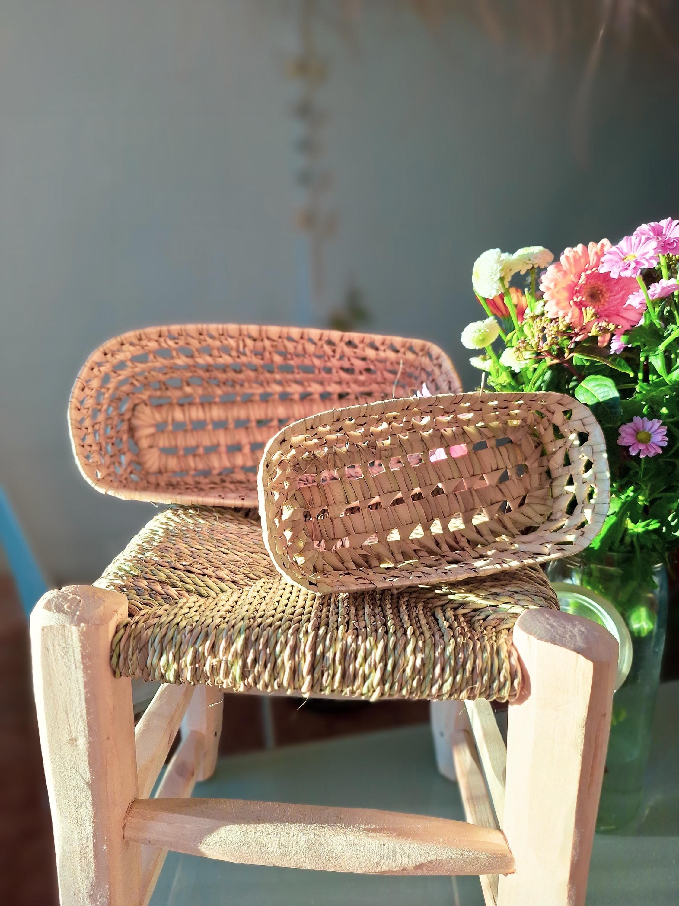 Hand woven palm leaf basket