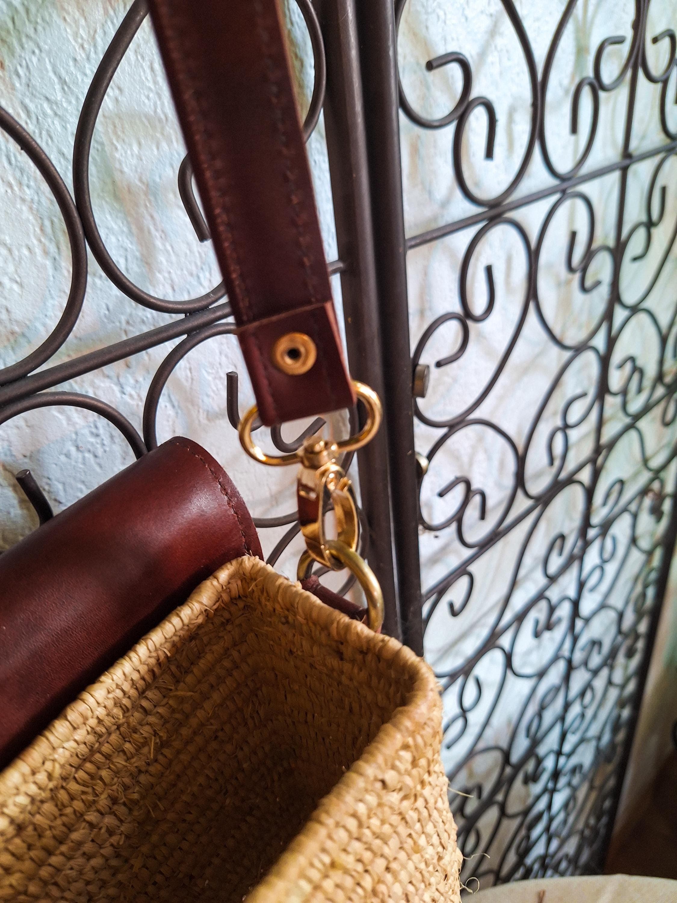 Sac bandoulière paille et cuir