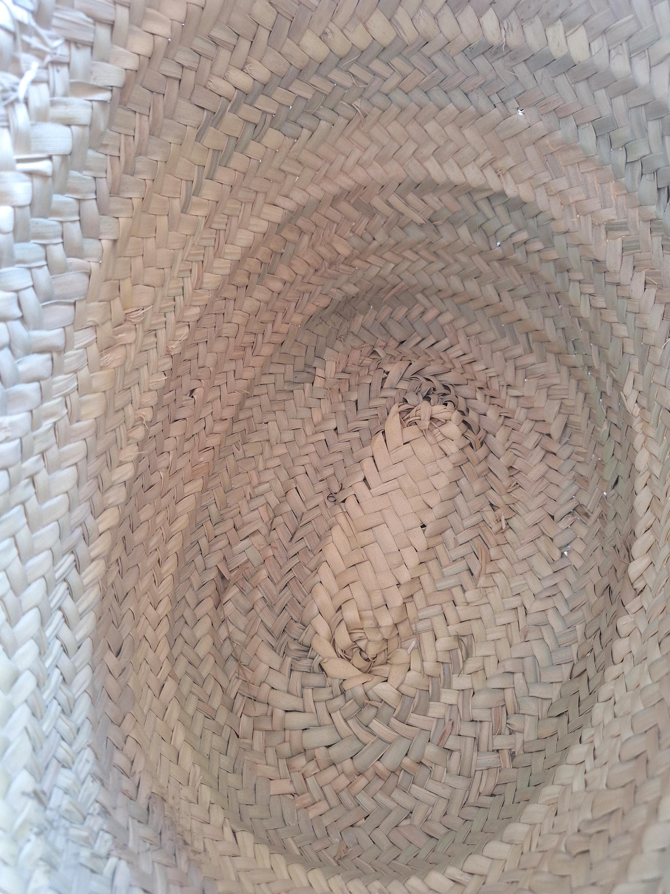 Panier cabas en paille avec double anses cuir