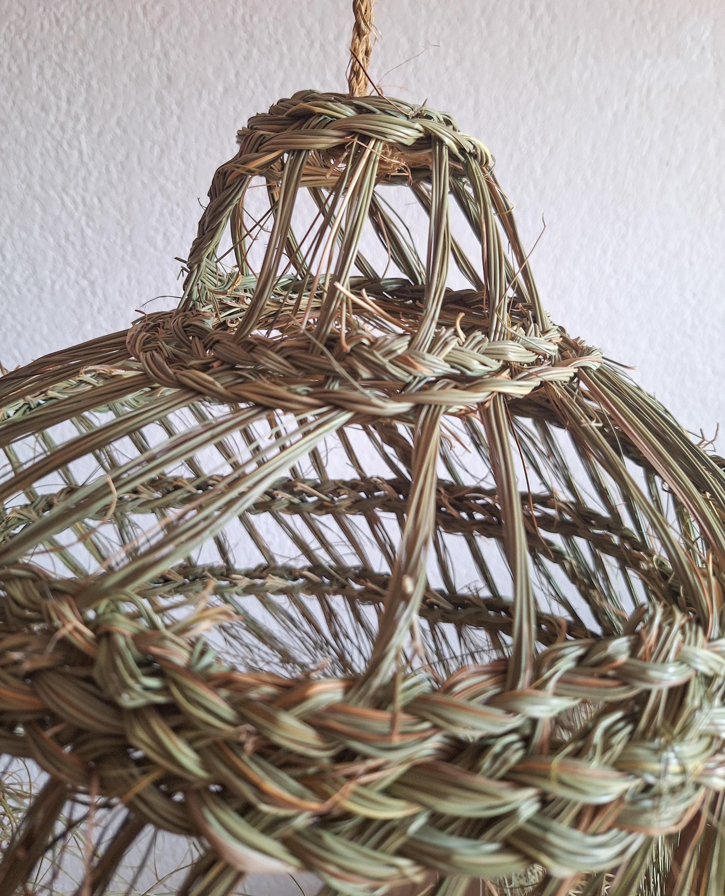 Handmade palm leaf pendant light