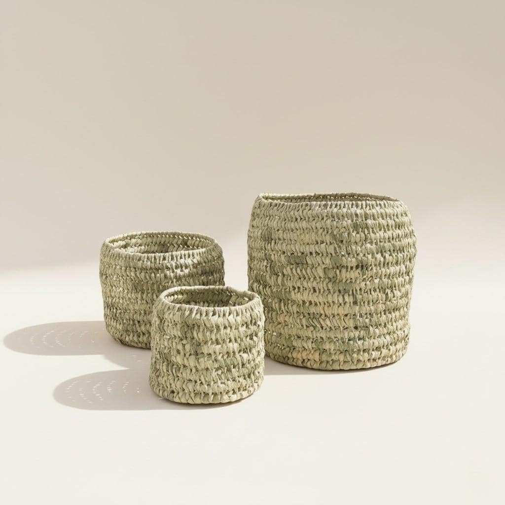 Lot de 3 paniers en osier naturel – Rangement décoratif artisanal faits main