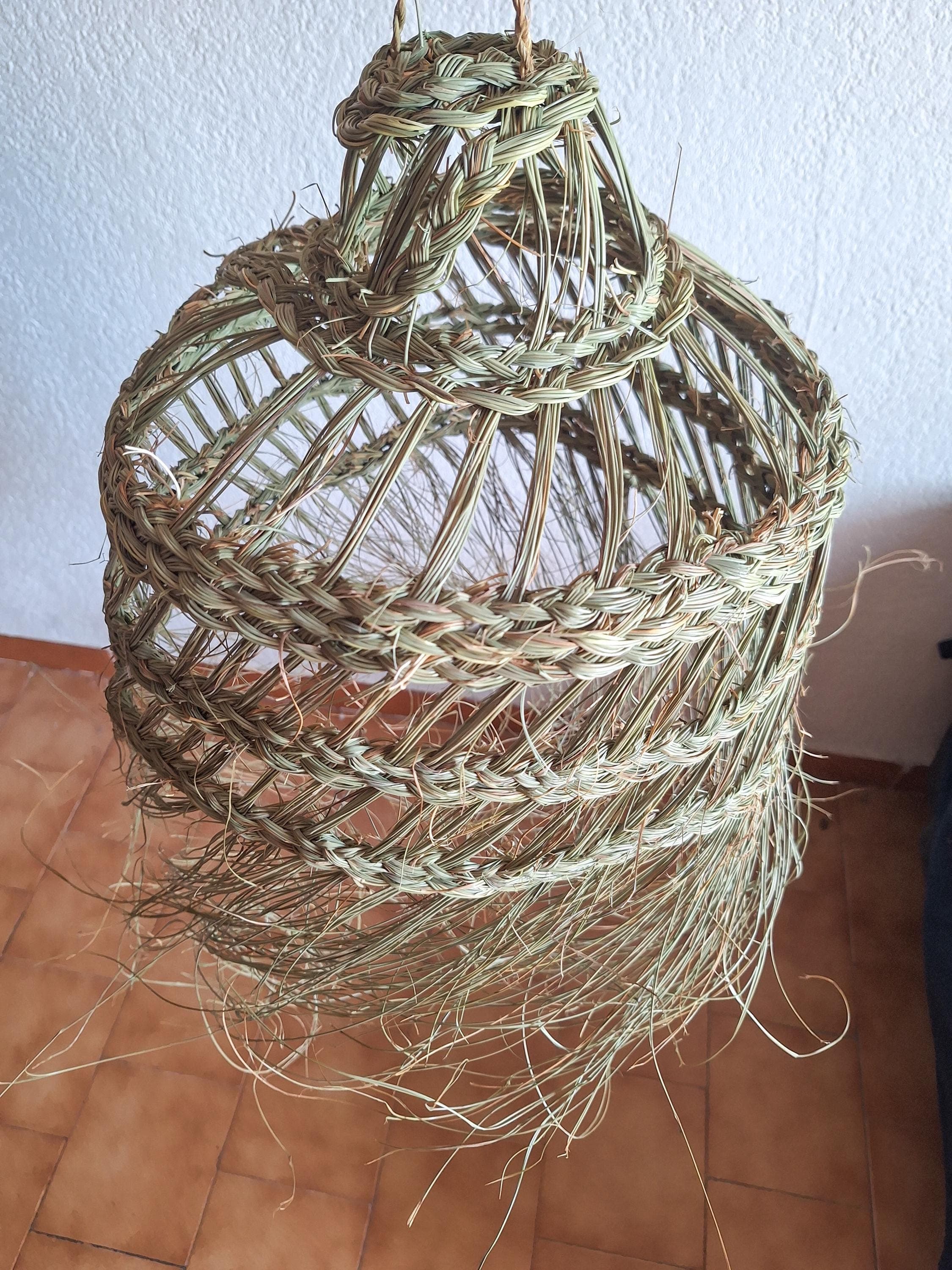 Handmade palm leaf pendant light