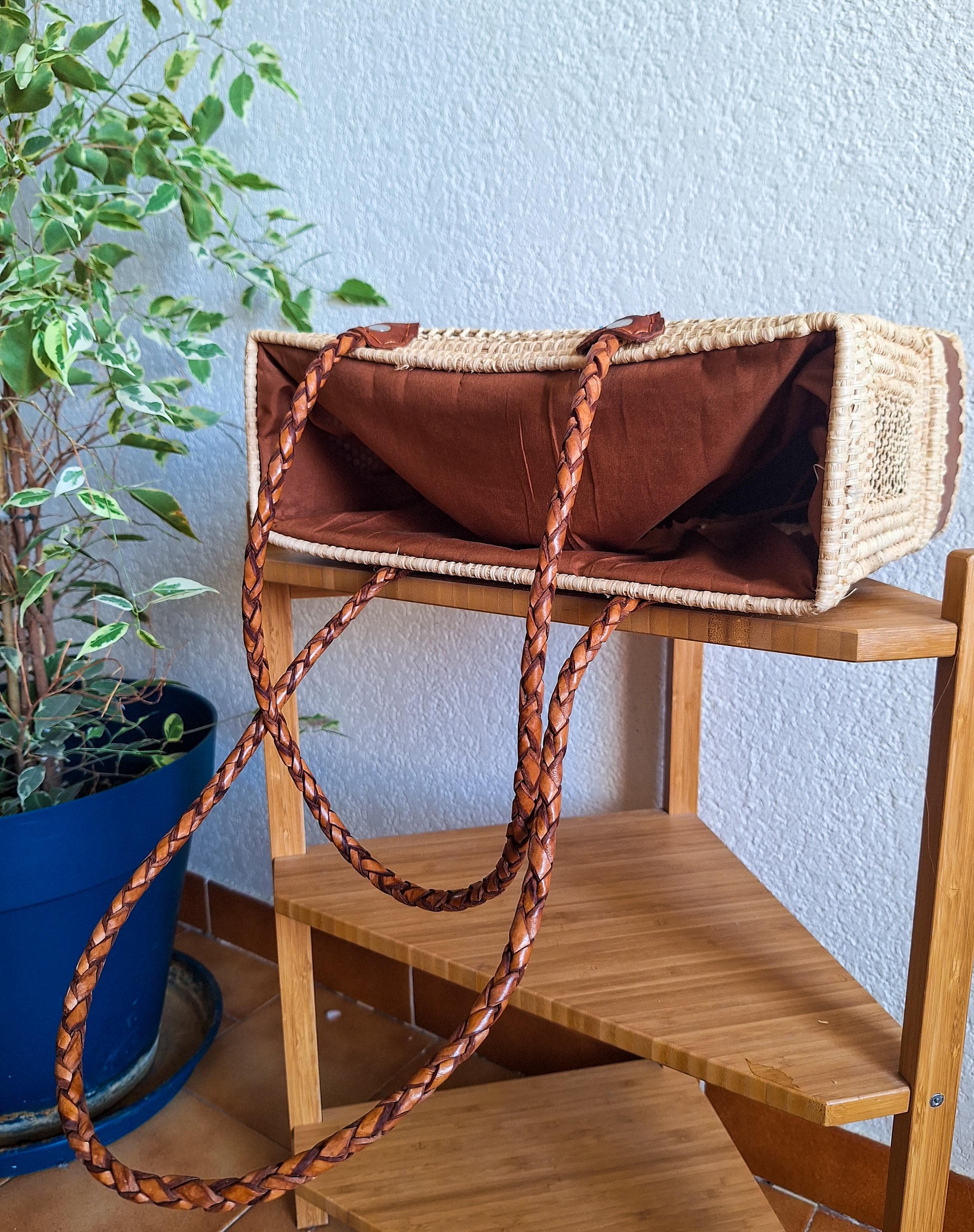 Sac en raphia et cuir fait main