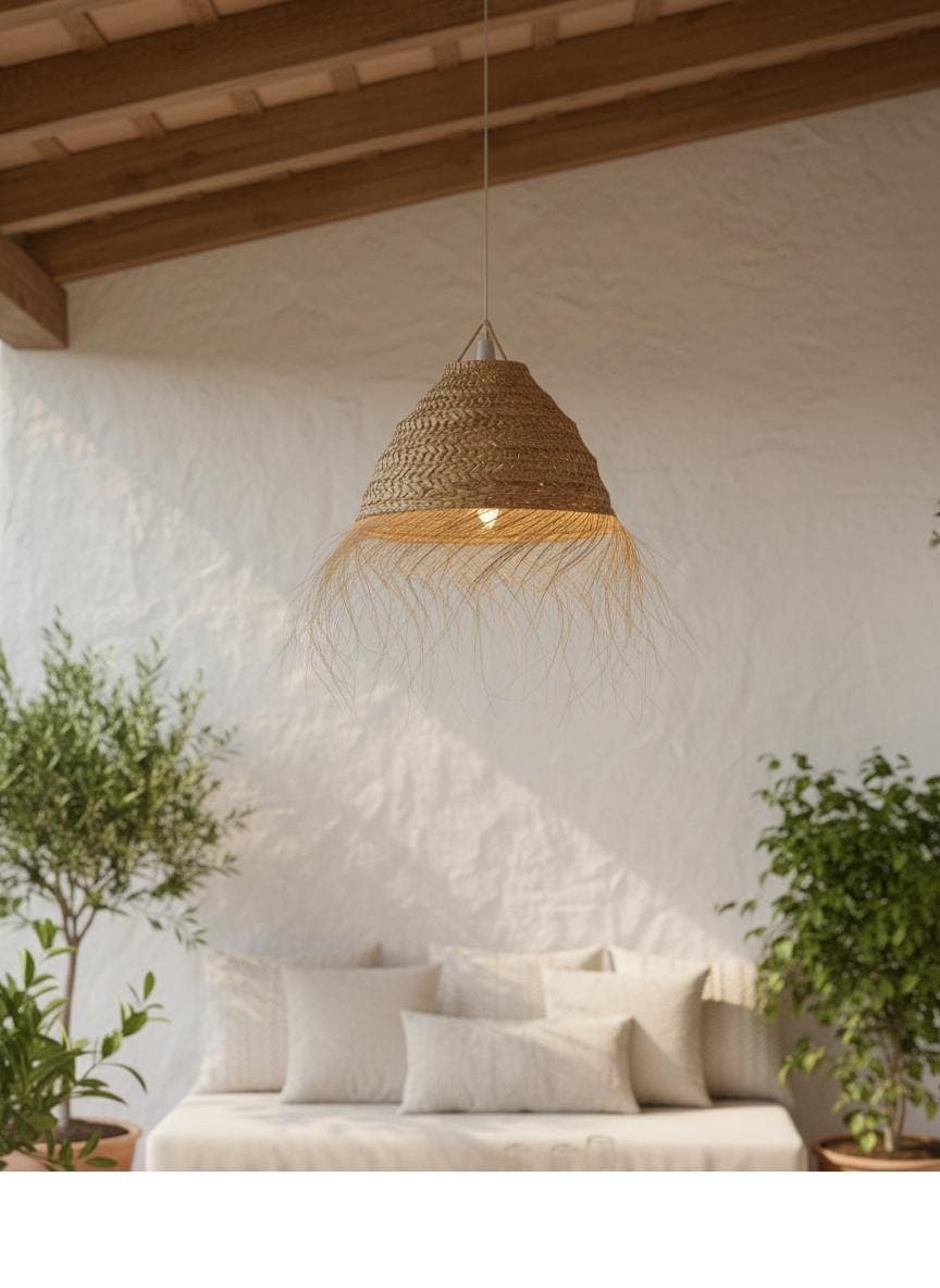 Suspension boule en paille tressée – Abat-jour bohème pour une ambiance naturelle et chaleureuse