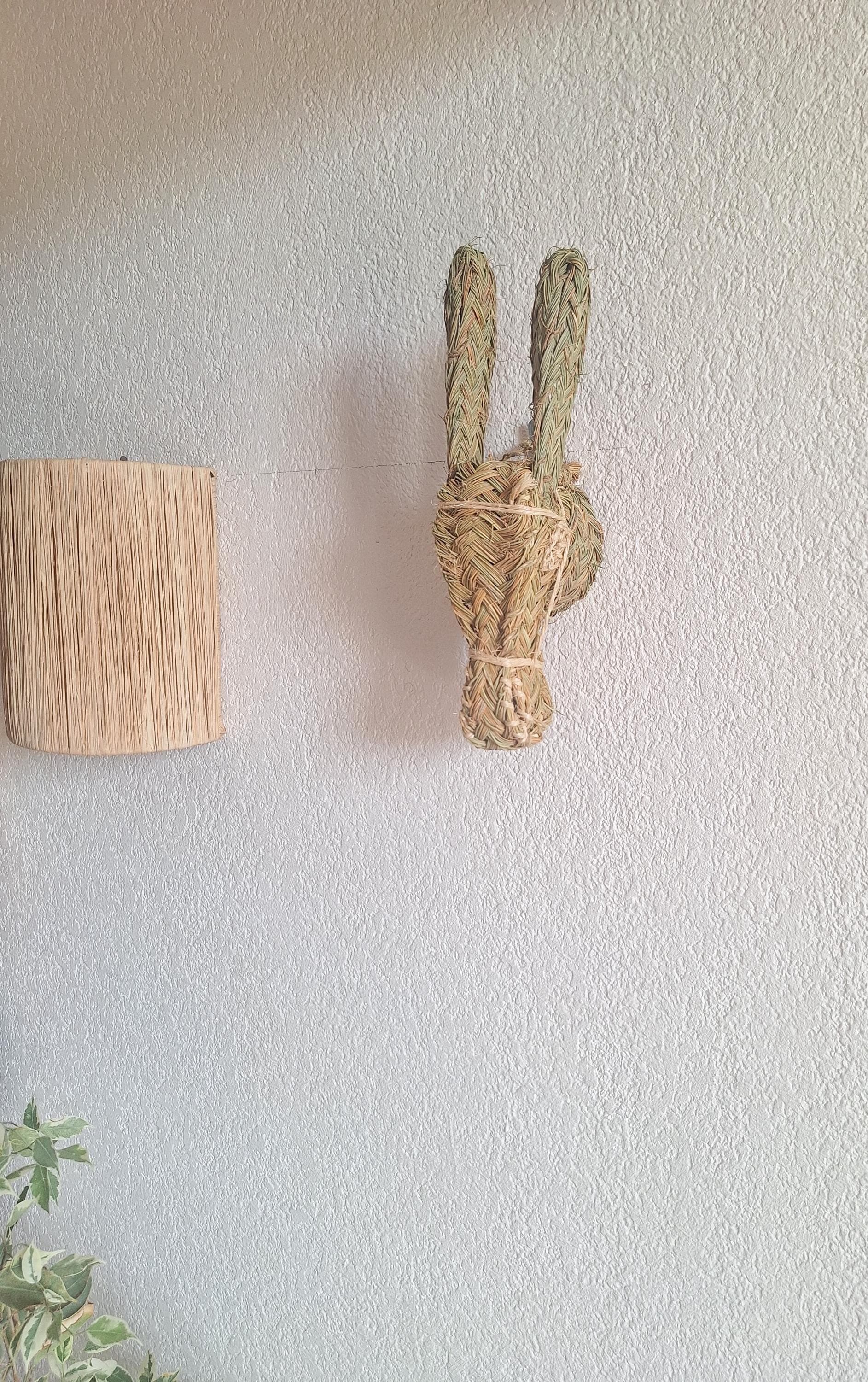 Trophée Mural Tête d'Âne en Paille Tressée