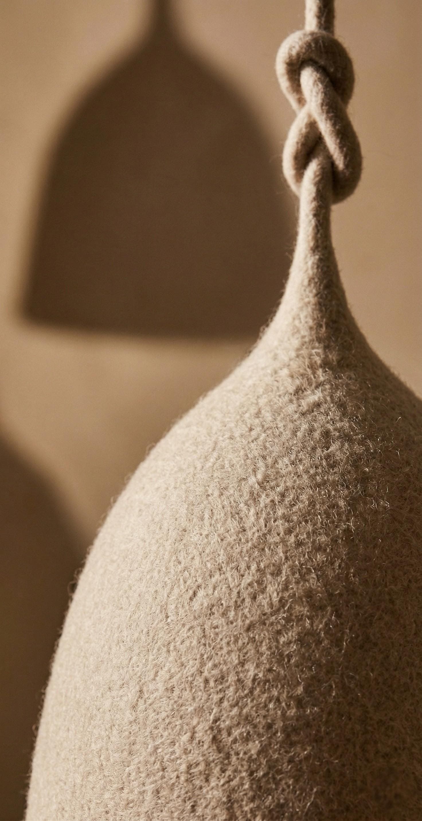 Felt Wool Pendant Light – Handmade Boho Ceiling Lamp – Natural Fiber Hanging Light – Minimalist Scandinavian Lighting – Cozy Home Decor