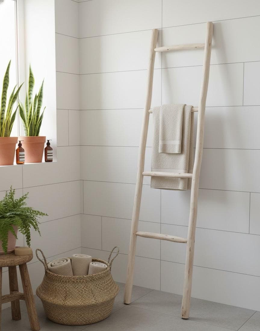 Échelle décorative en bois naturel