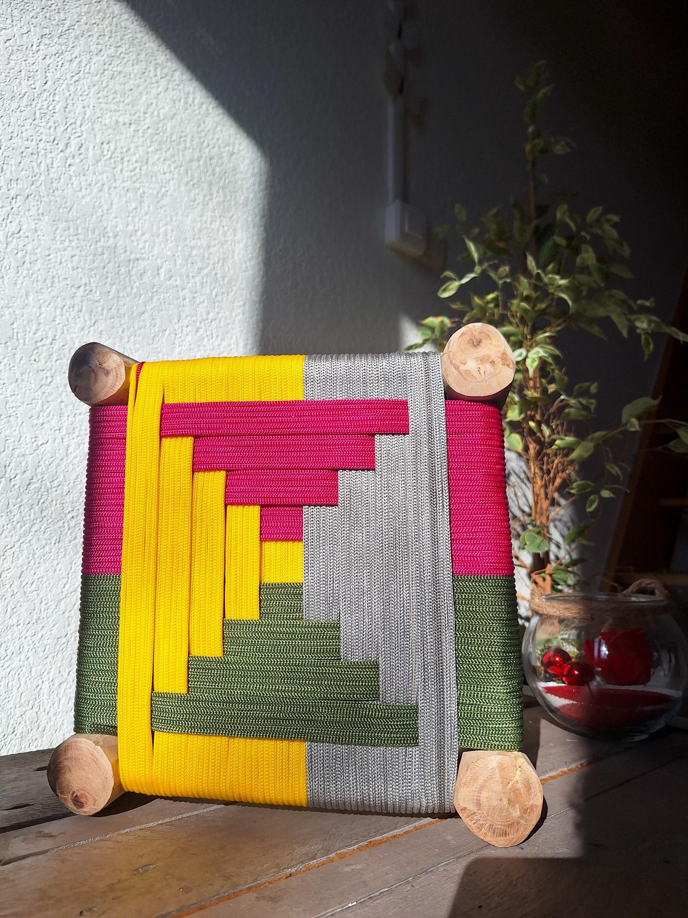 Tabouret Bohème Multicouleurs en Bois de Citronnier