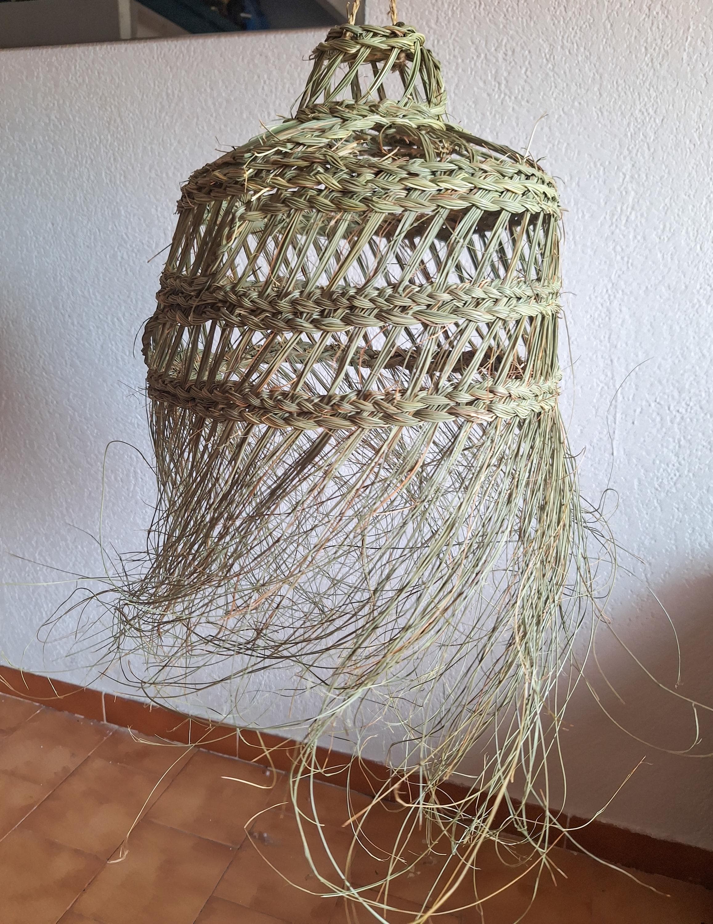 Handmade palm leaf pendant light