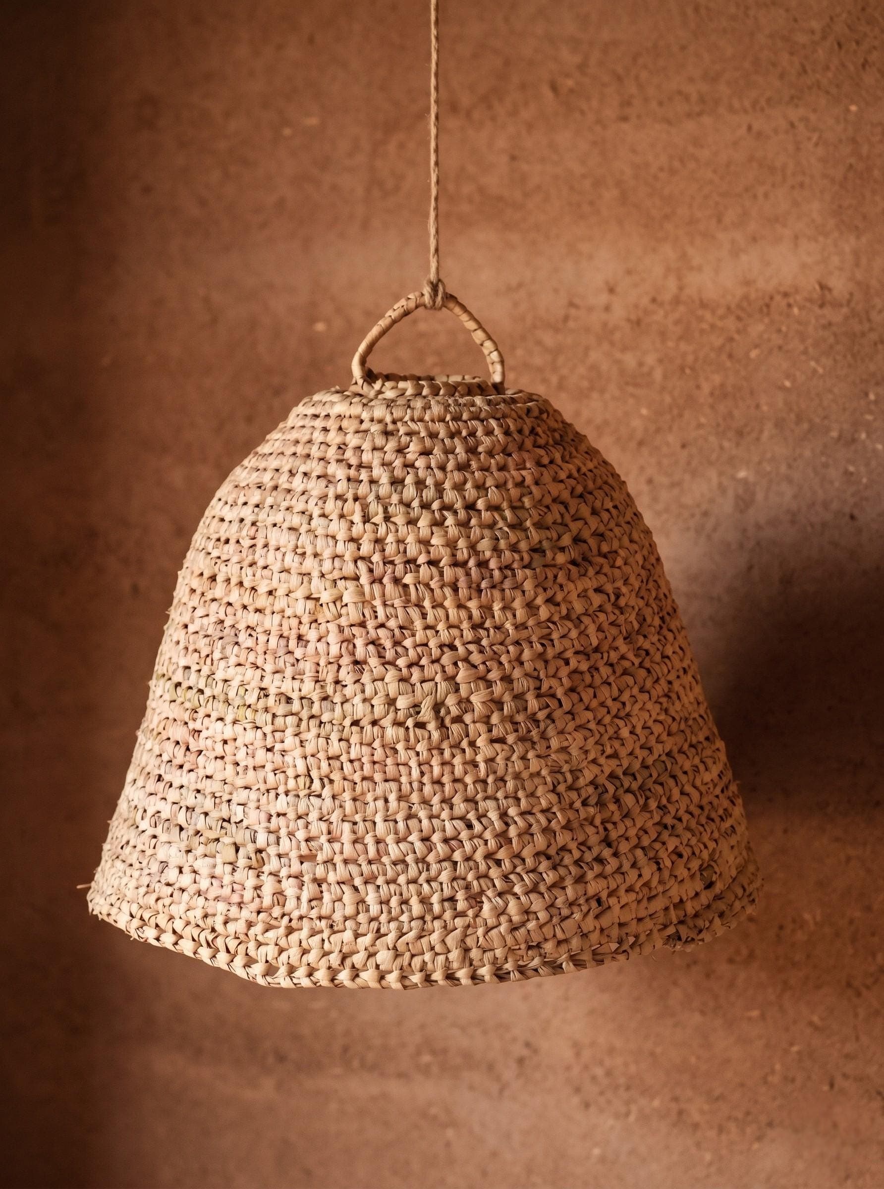 Suspension en Feuille de Palmier - Luminaire Naturel Bohème - Abat-jour Artisanal Osier Fait Main