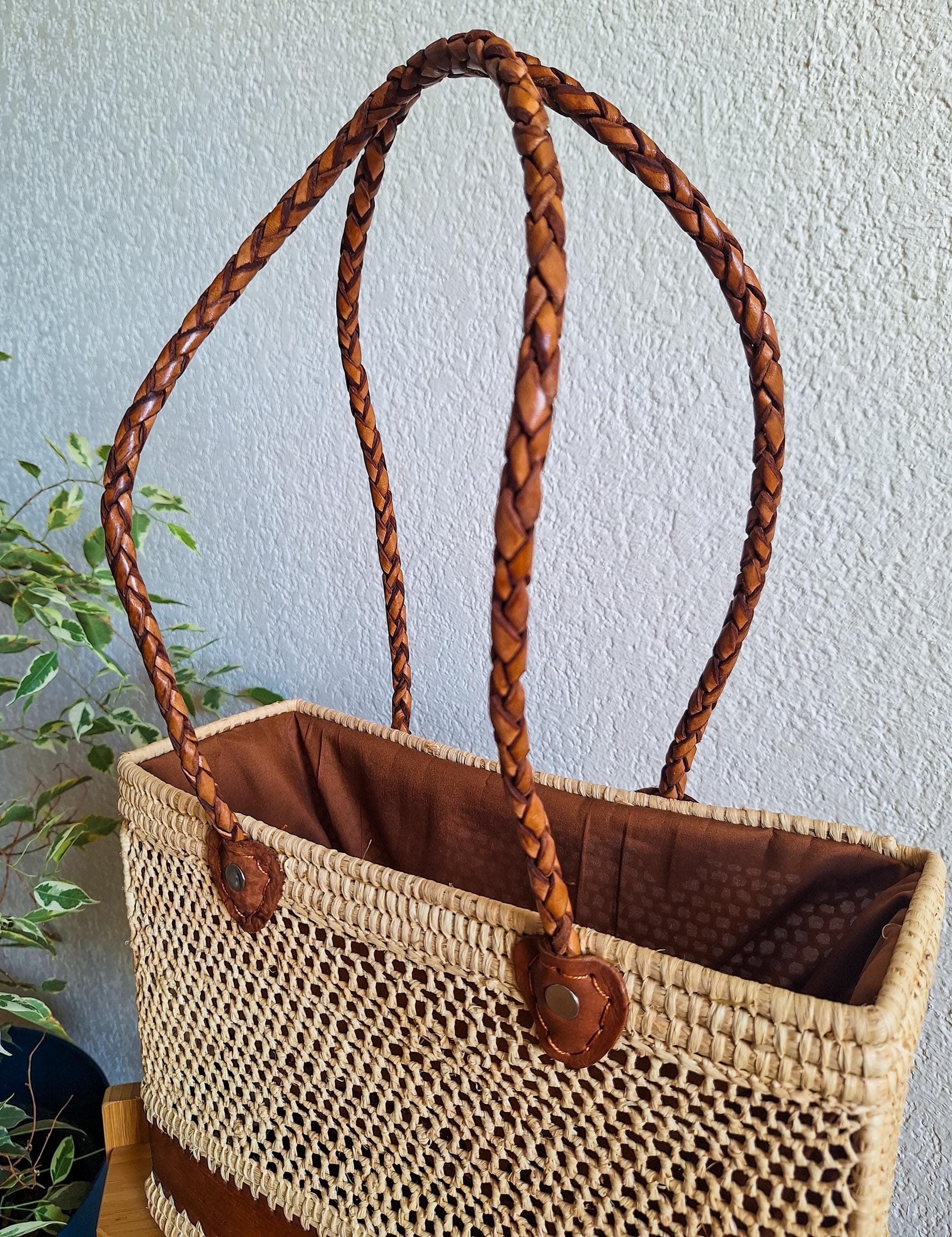 Sac en raphia et cuir fait main