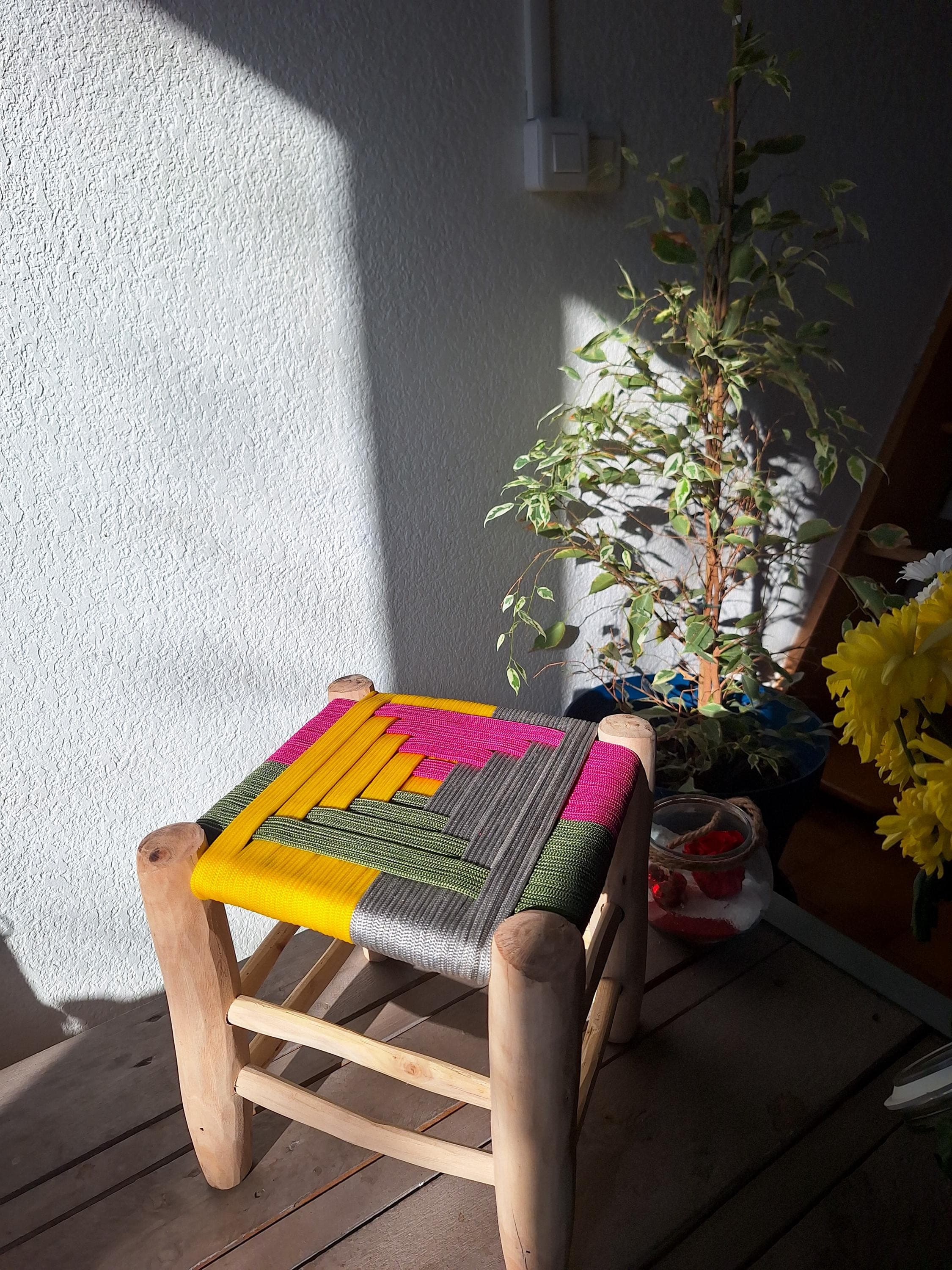 Tabouret Bohème Multicouleurs en Bois de Citronnier