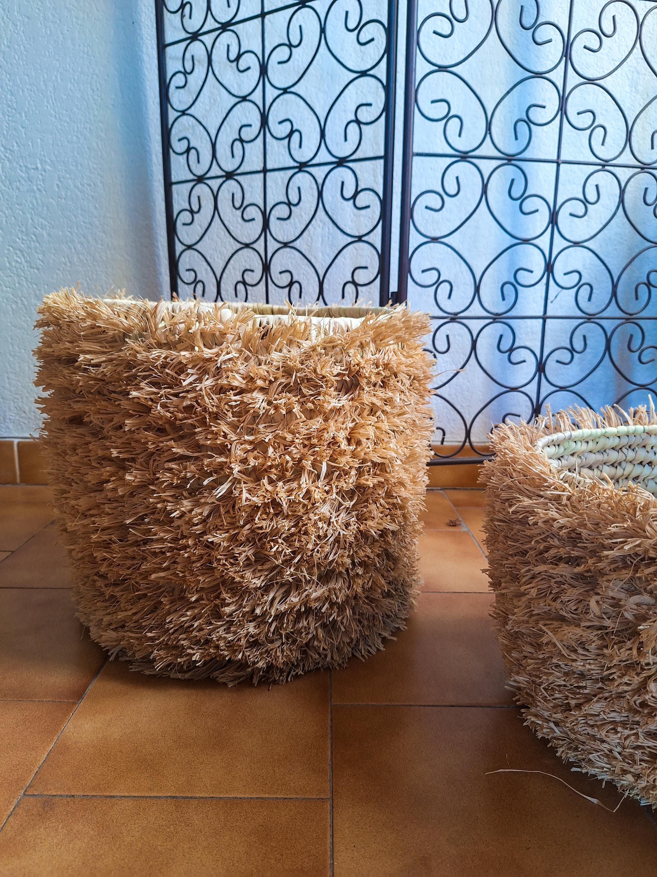 Lot de 3 paniers en osier naturel