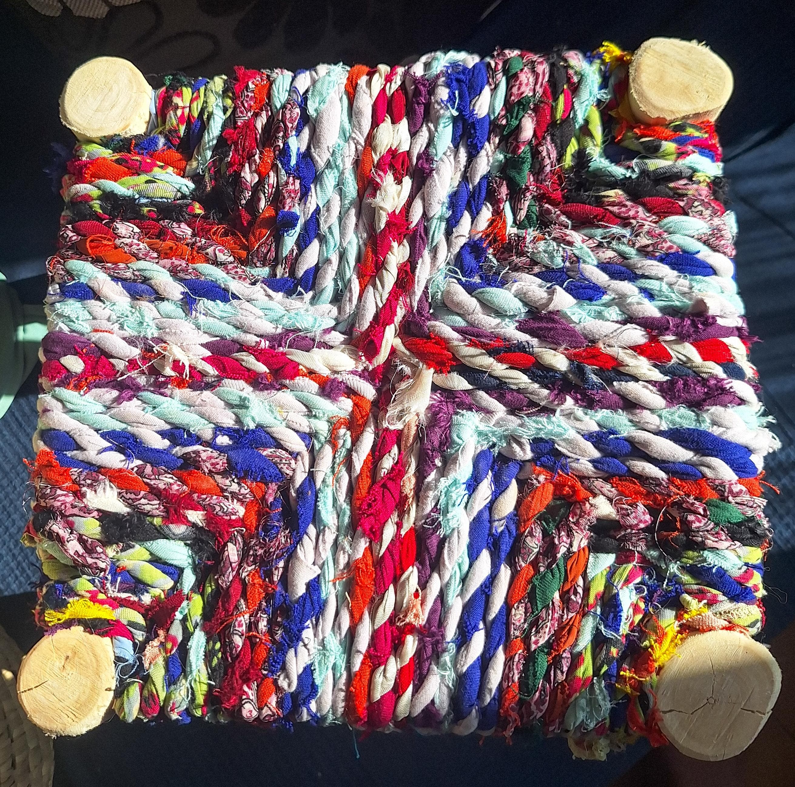 Moroccan Boucherouite Cord Stool