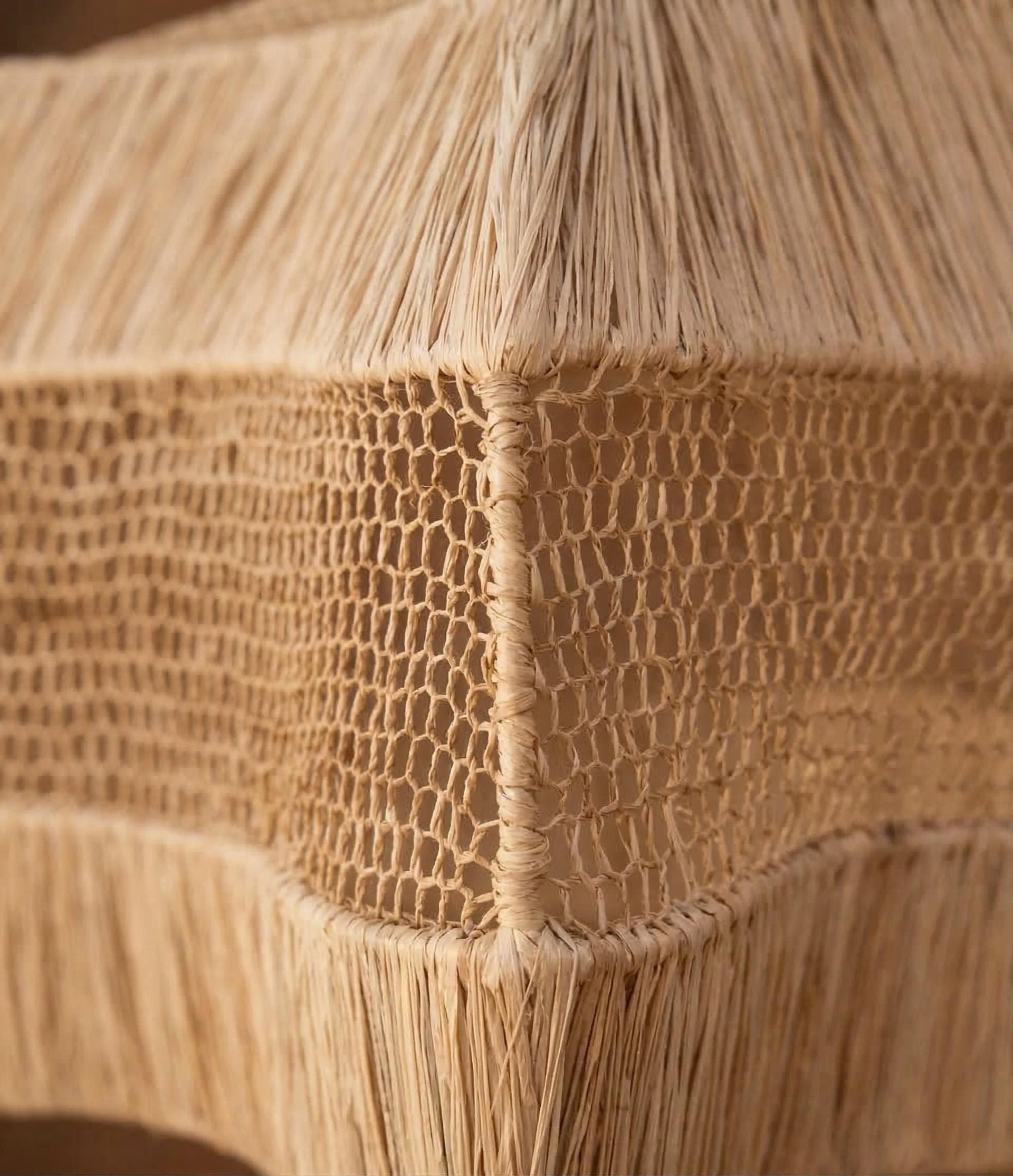 Handwoven Raffia Pendant Light – Boho Natural Fiber Ceiling Lamp – Moroccan Handmade Hanging Lamp